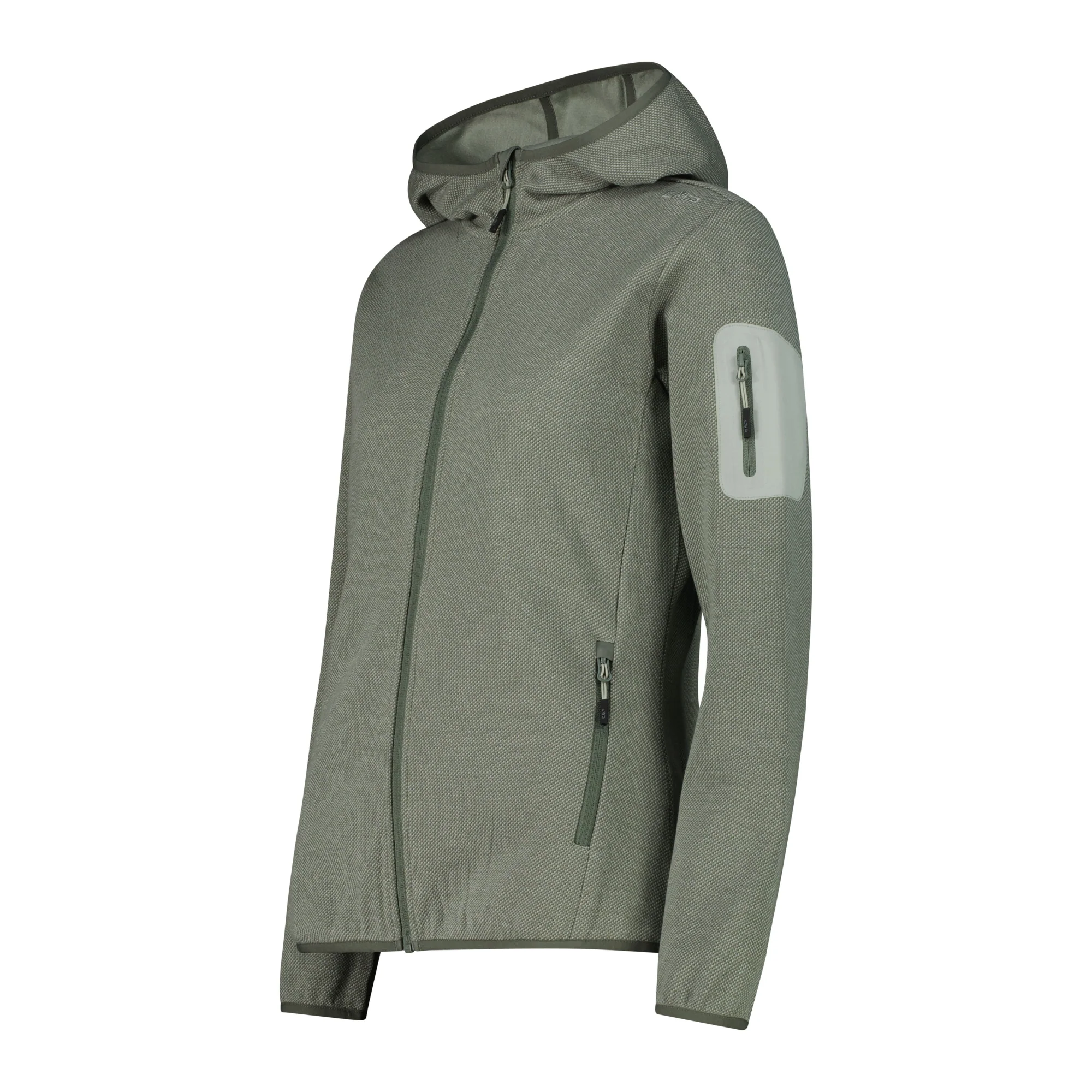 CMP Women's Knit Tech Hooded Full Zip Fleece (Avocado/Pistachio) - Image 2