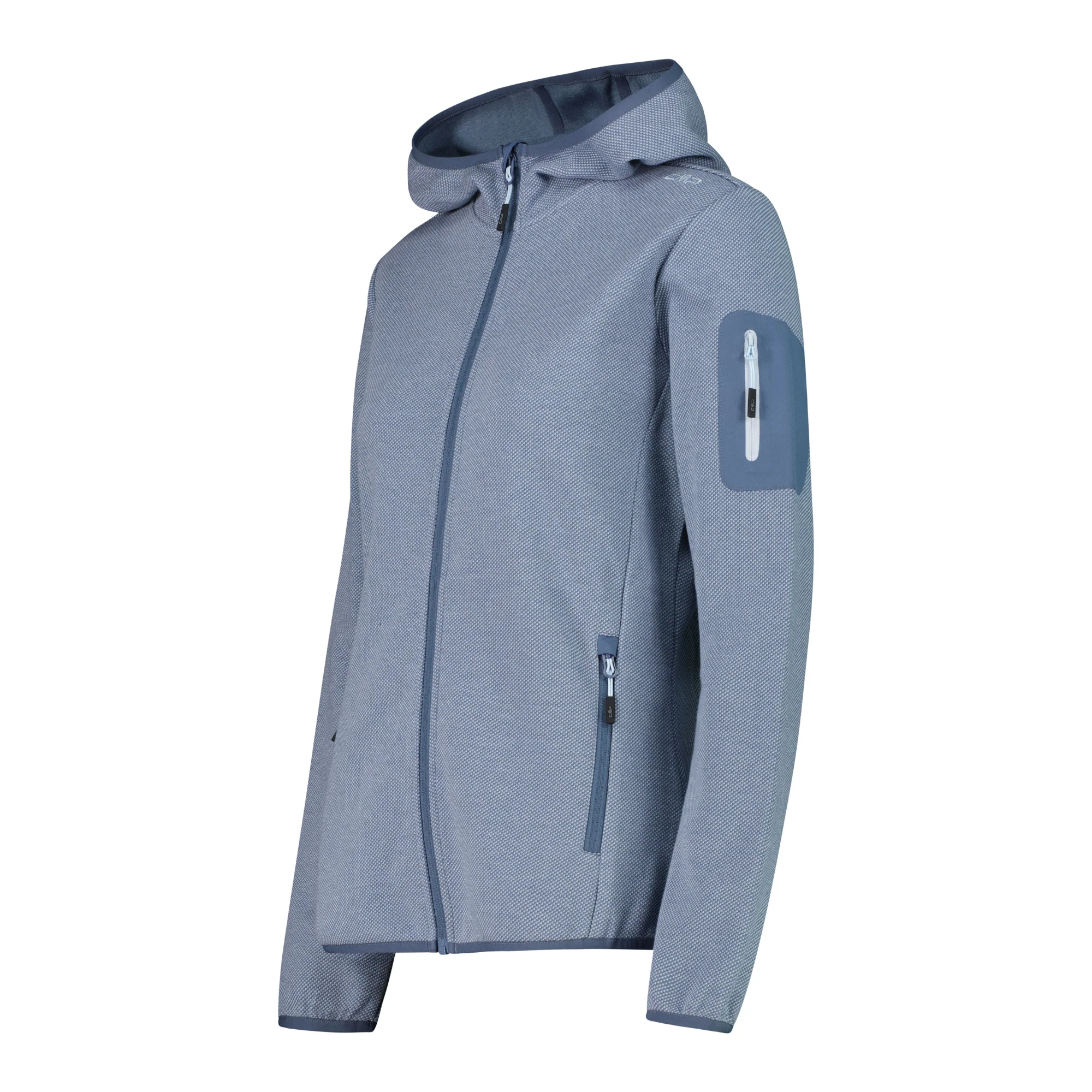 CMP Women's Knit Tech Hooded Full Zip Fleece (Space/Sky Blue) - Image 2