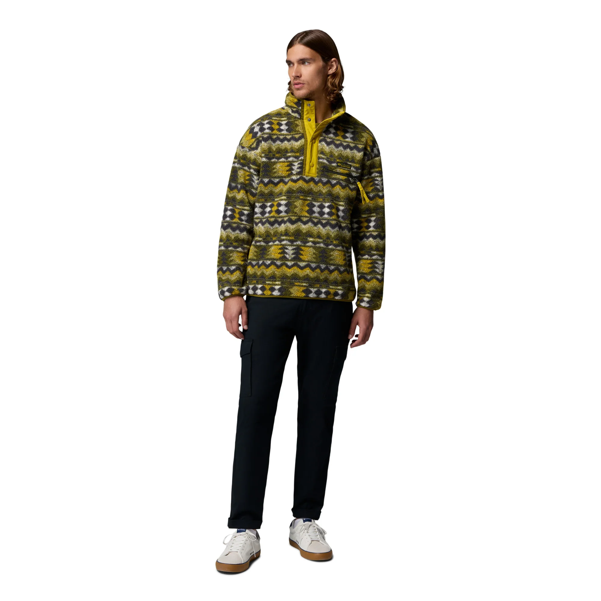 Columbia Men's Helvetia II Printed Half Snap Fleece Top (Mossy Green/Retrotree) - Image 5
