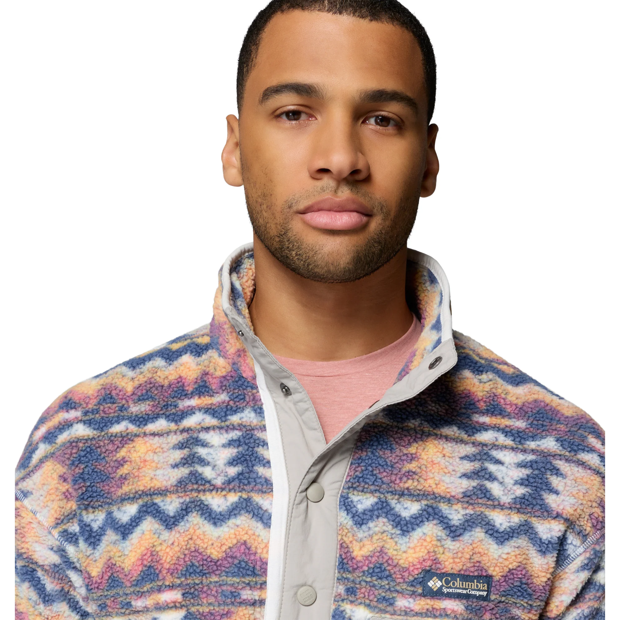 Columbia Men's Helvetia II Printed Half Snap Fleece Top (Sea Salt/Retrotree) - Image 4