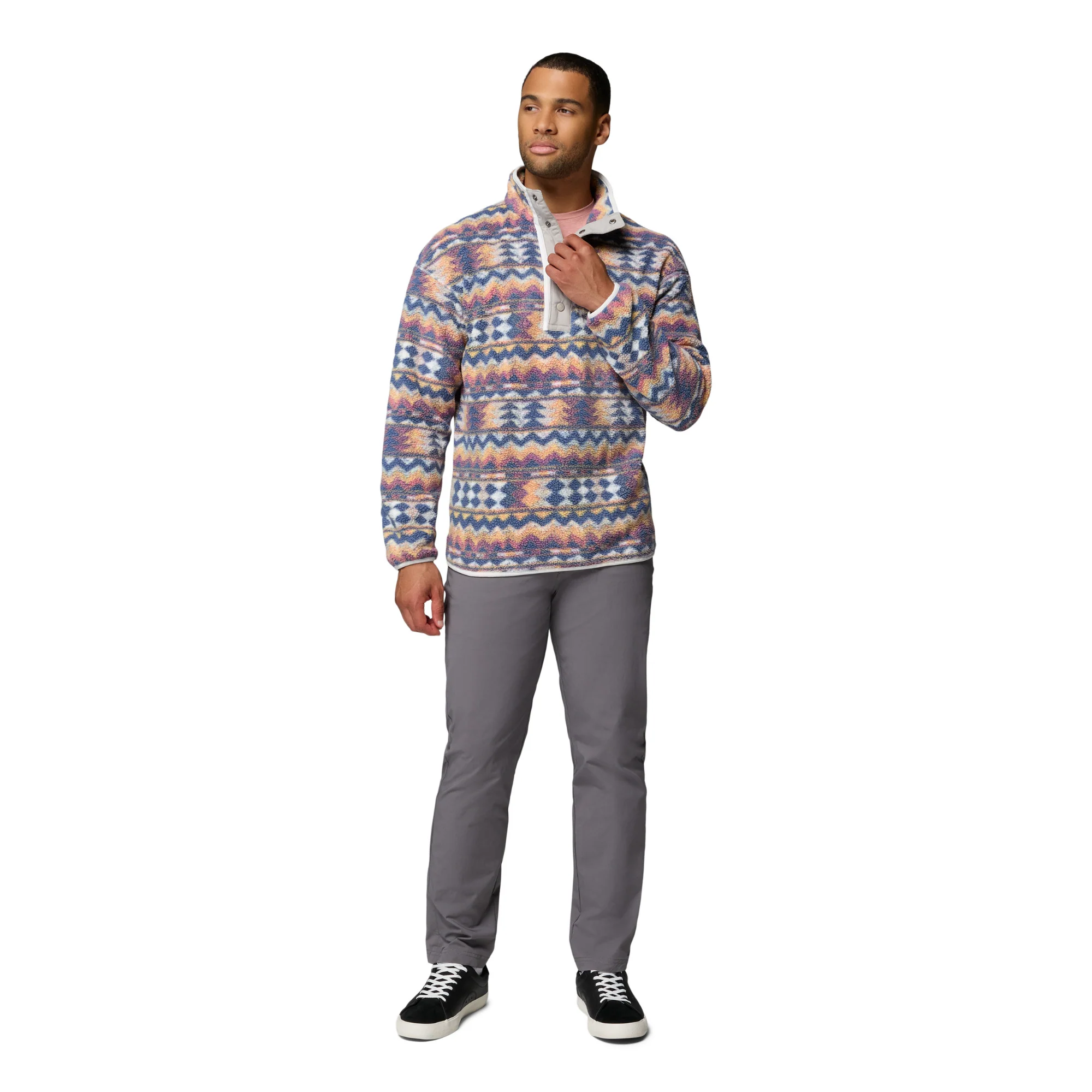 Columbia Men's Helvetia II Printed Half Snap Fleece Top (Sea Salt/Retrotree) - Image 5