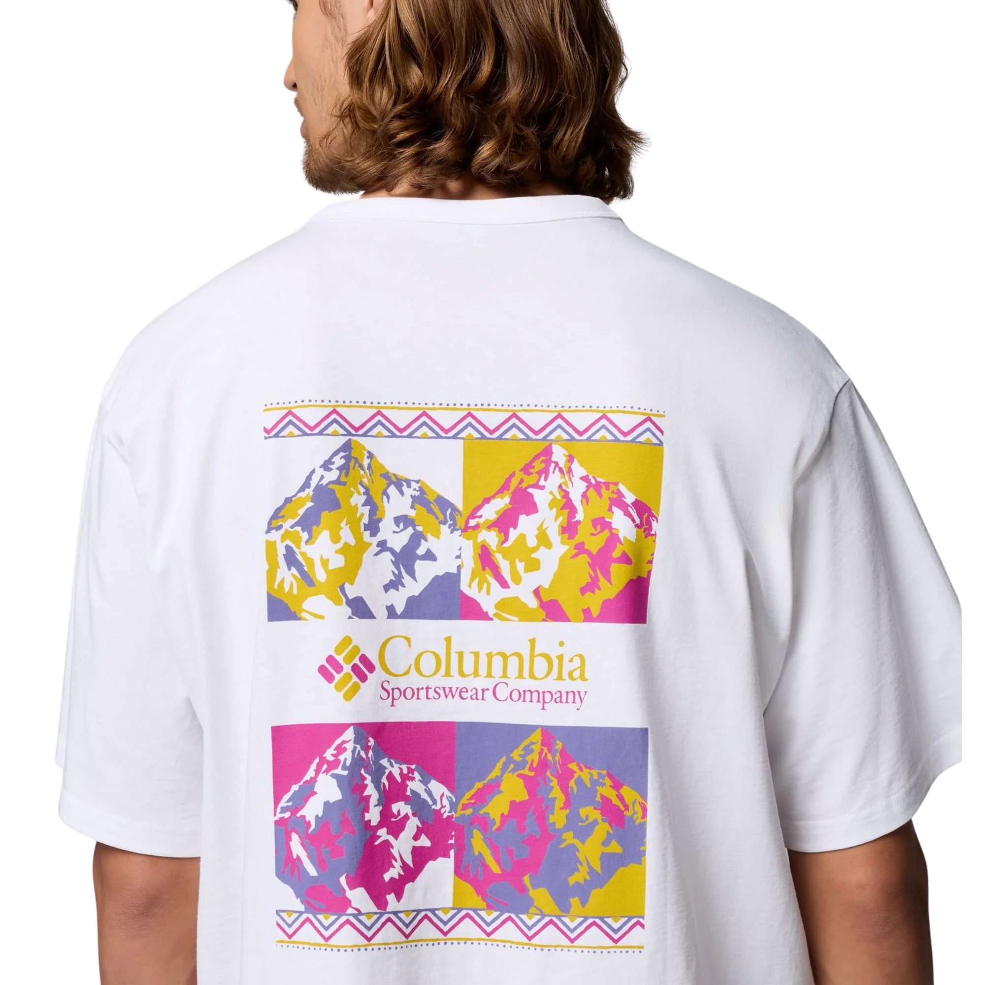 Columbia Men's CSC Heavyweight Iconic Short Sleeve Tee (White/Repeated Peaks) - Image 6