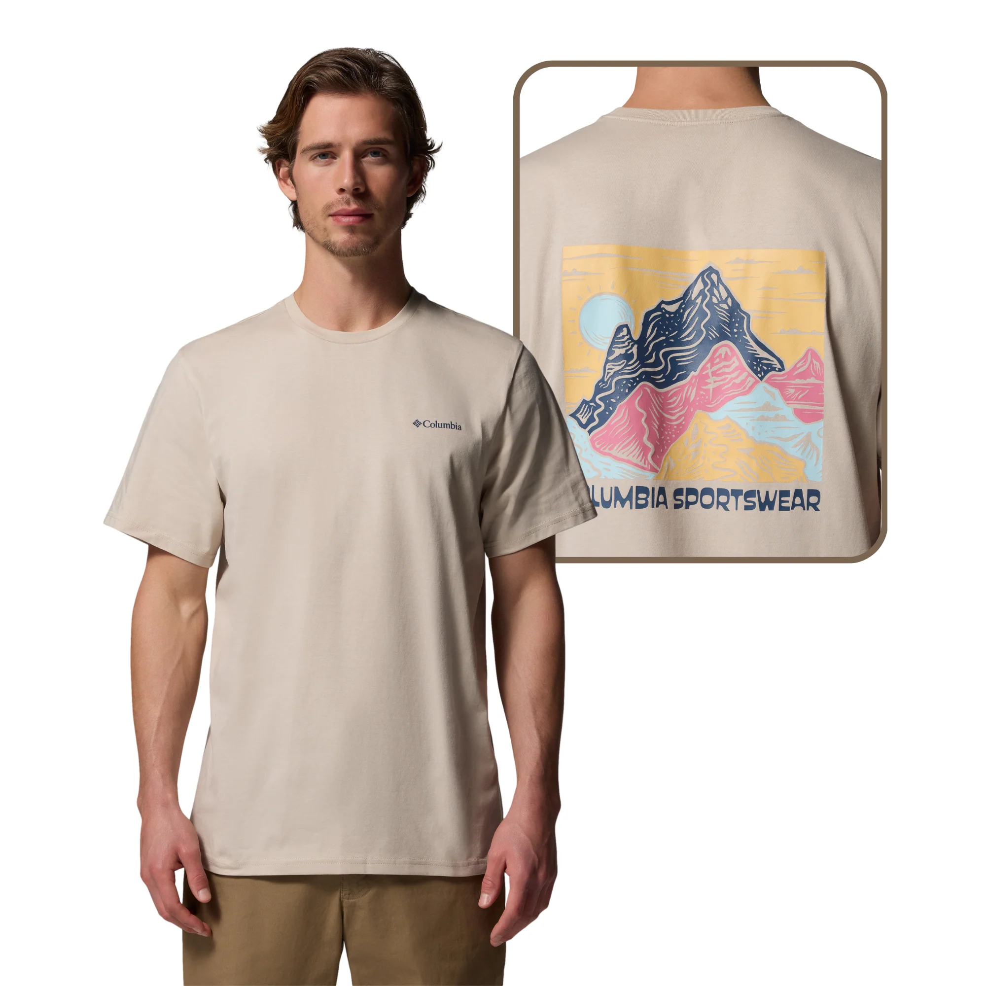 Columbia Men's CSC Outdoor Back Graphic Organic Cotton Tee (Dark Stone/Sunscape)
