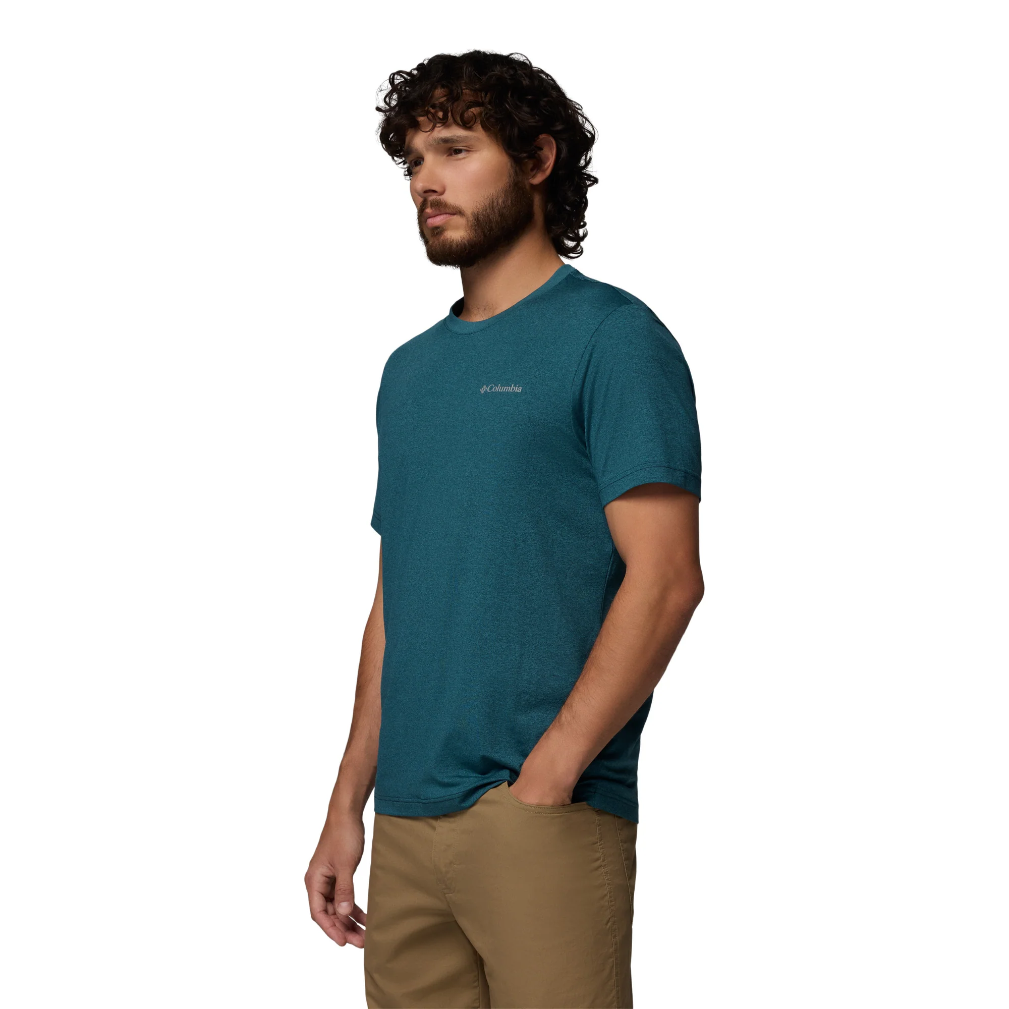 Columbia Men's Parsons Point Back Graphic UPF50 Short Sleeve Tee (Everblue Heather/Splatter Gem) - Image 3