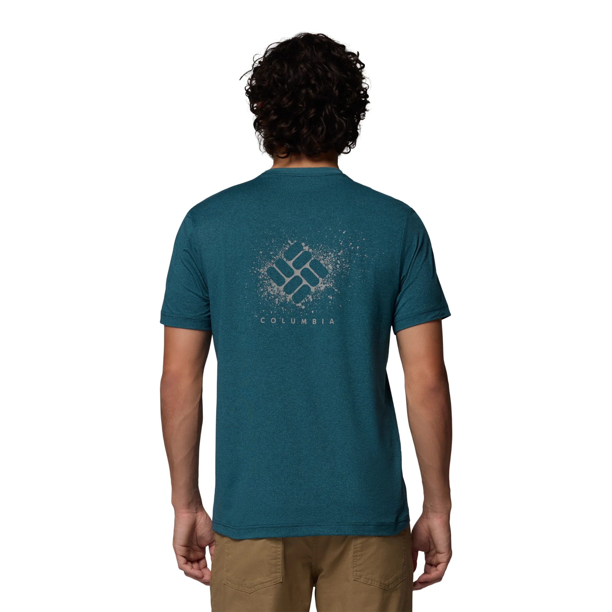 Columbia Men's Parsons Point Back Graphic UPF50 Short Sleeve Tee (Everblue Heather/Splatter Gem) - Image 4