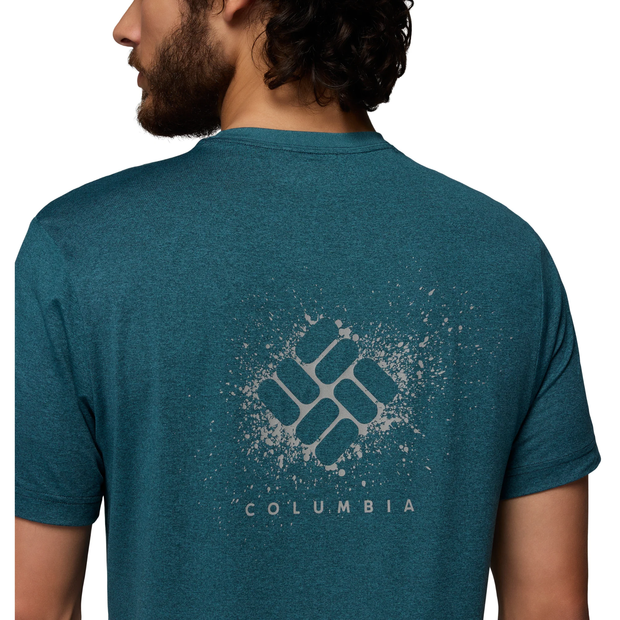 Columbia Men's Parsons Point Back Graphic UPF50 Short Sleeve Tee (Everblue Heather/Splatter Gem) - Image 6