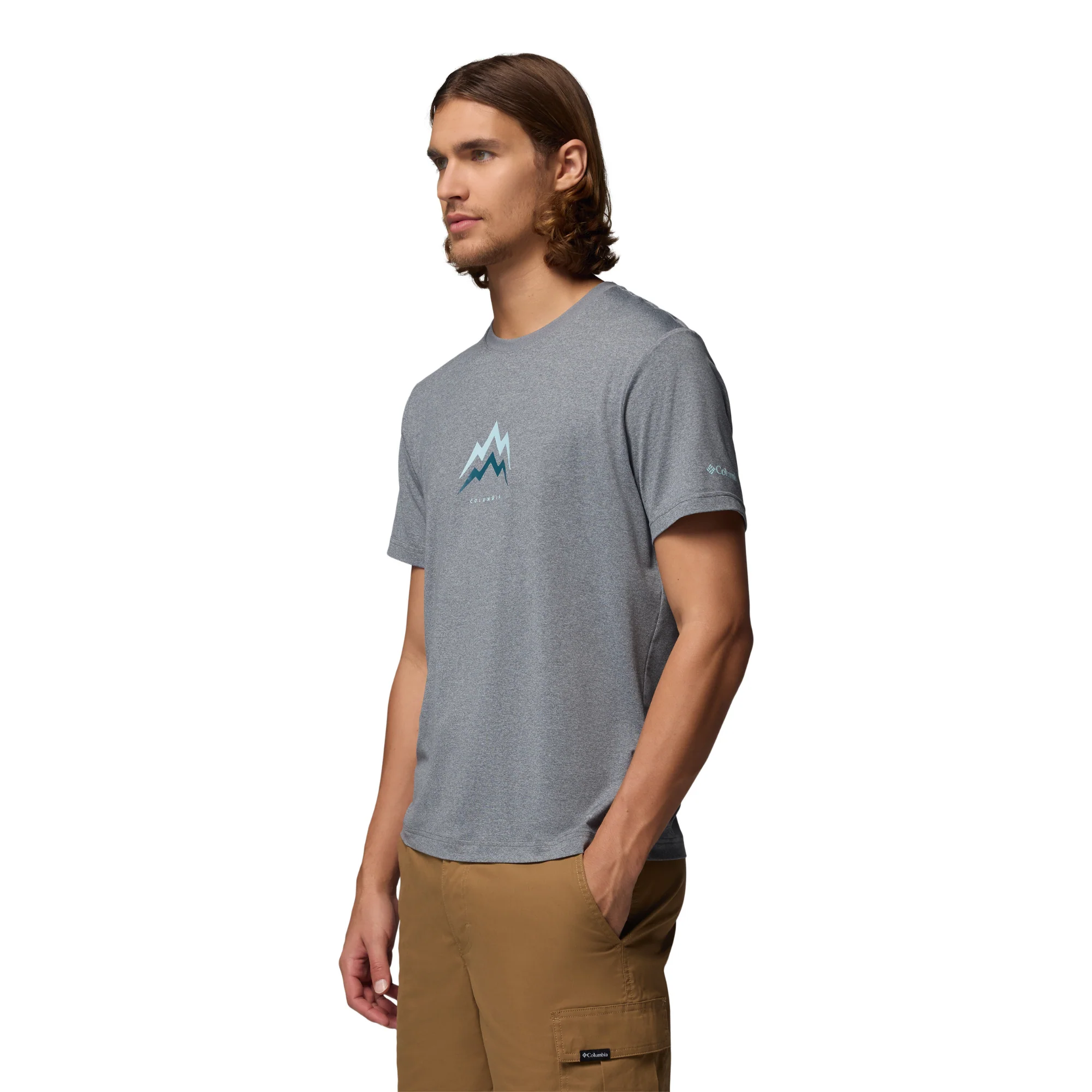 Columbia Men's Parsons Point Graphic Short Sleeve Tee (City Grey Heather/Pointed Peaks) - Image 2