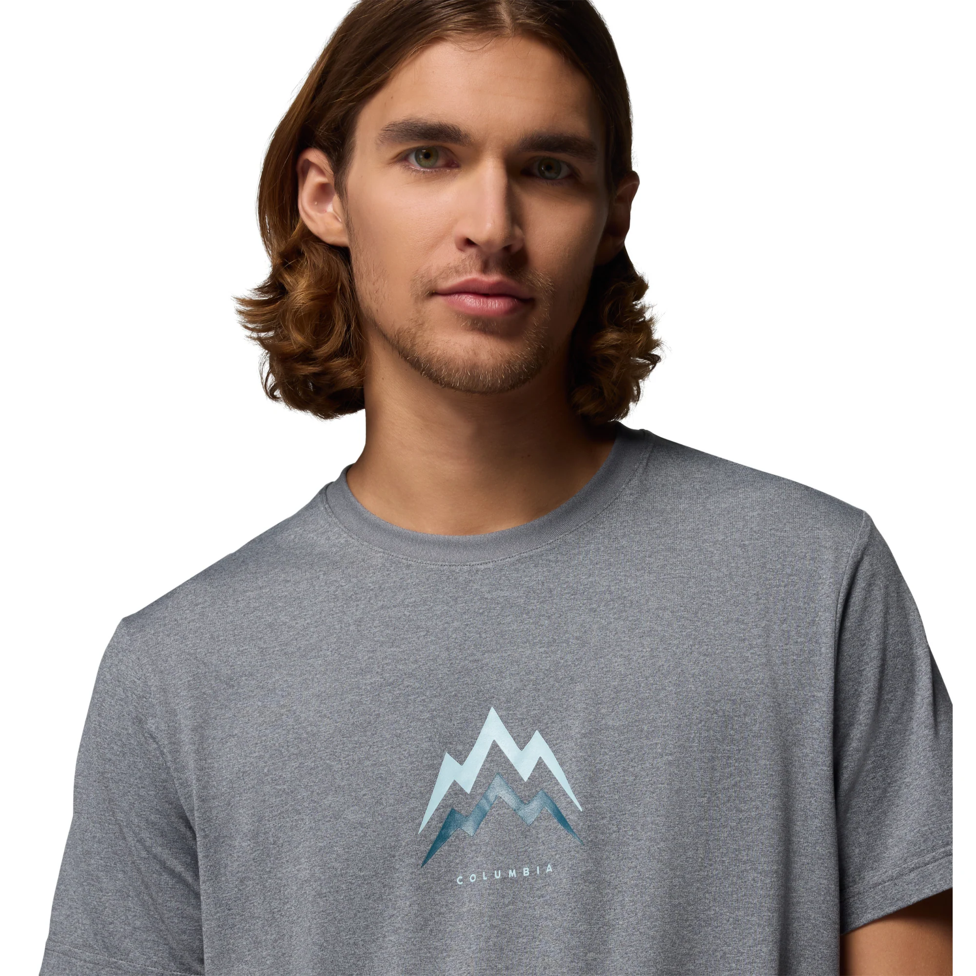 Columbia Men's Parsons Point Graphic Short Sleeve Tee (City Grey Heather/Pointed Peaks) - Image 4