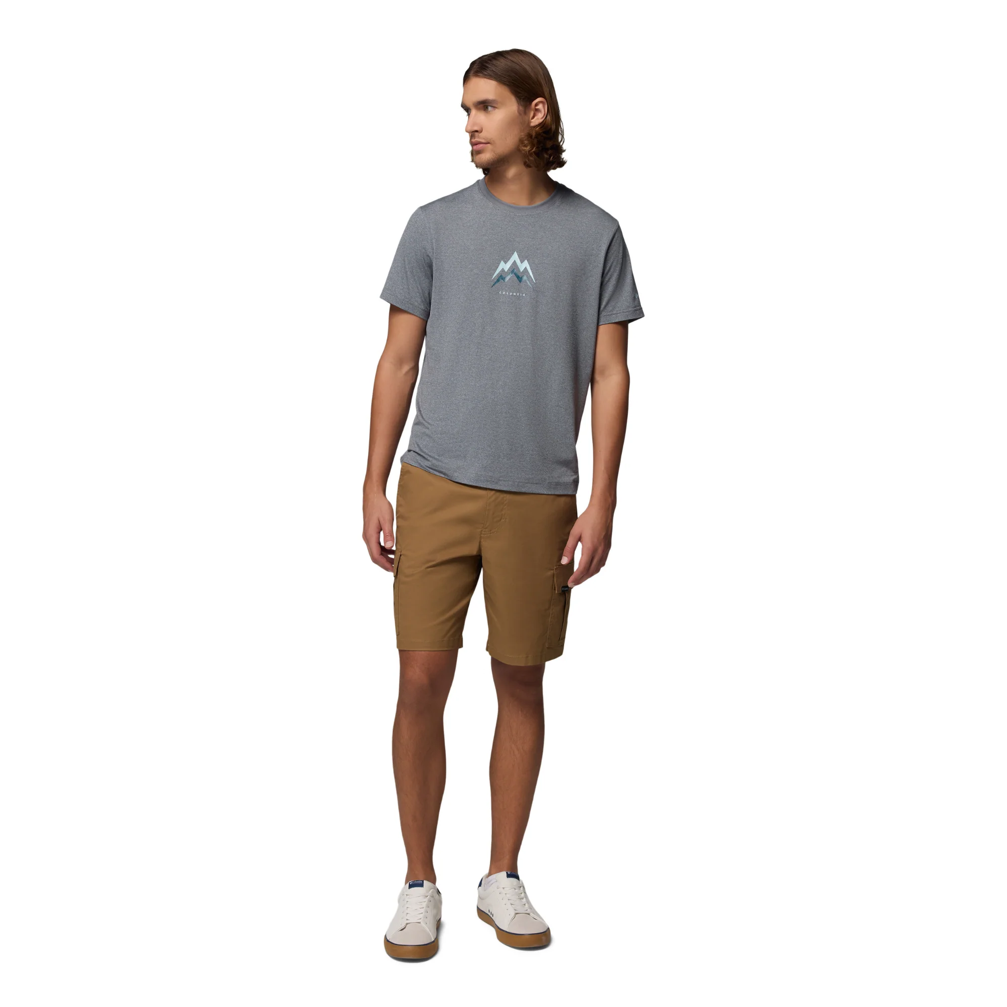 Columbia Men's Parsons Point Graphic Short Sleeve Tee (City Grey Heather/Pointed Peaks) - Image 5