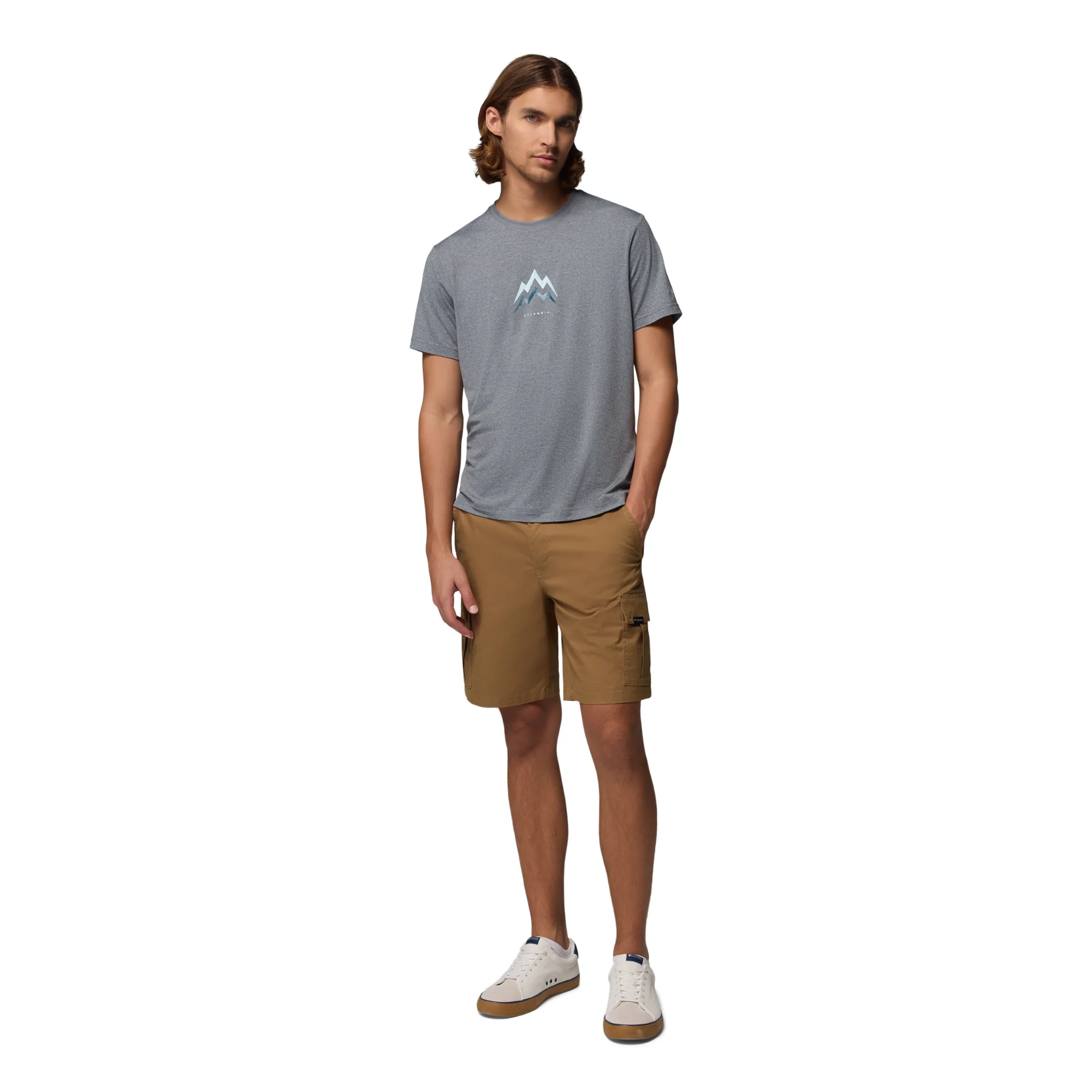 Columbia Men's Parsons Point Graphic Short Sleeve Tee (City Grey Heather/Pointed Peaks) - Image 6