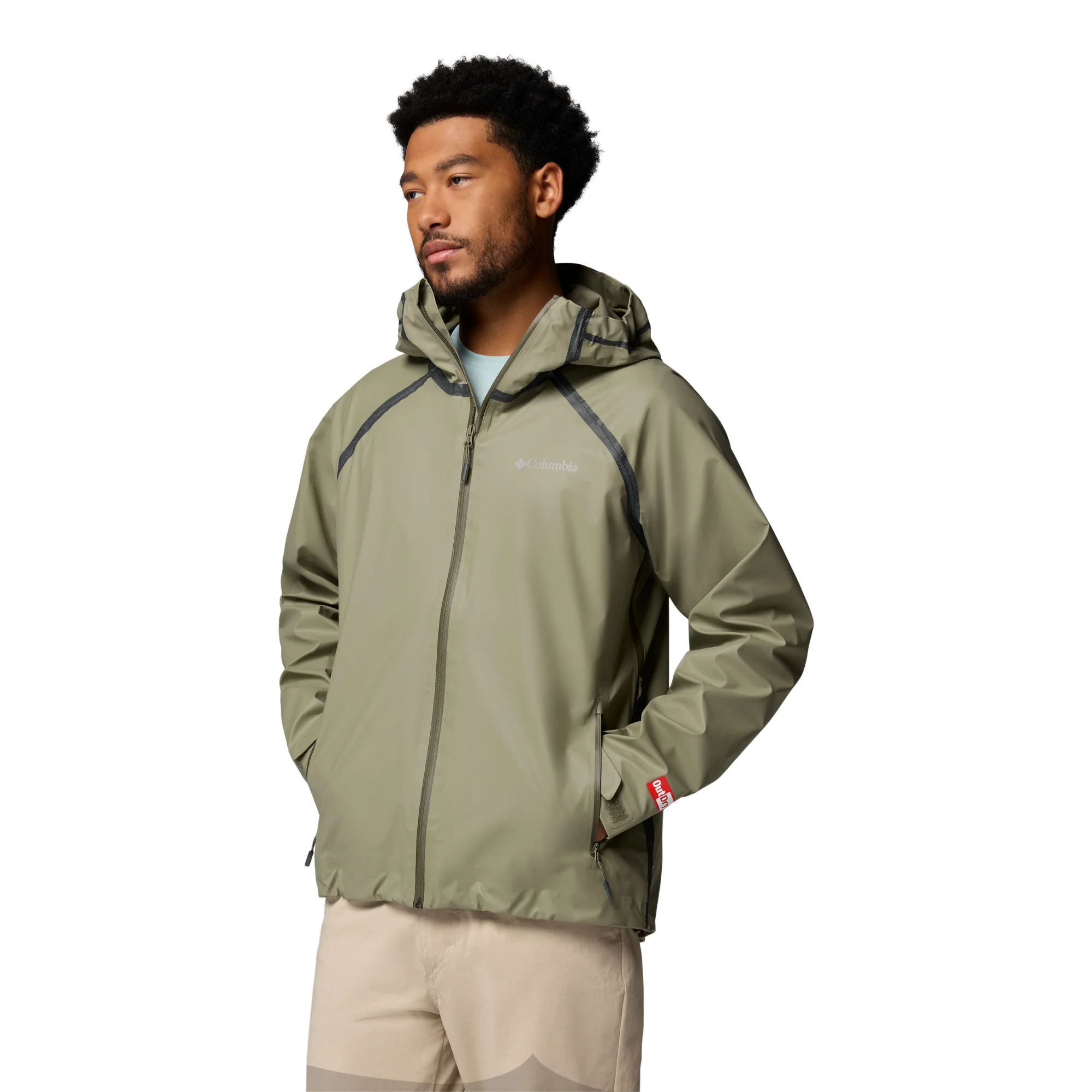 Columbia Men's Reign No Shine Outdry Extreme Waterproof Jacket (Stone Green) - Image 4