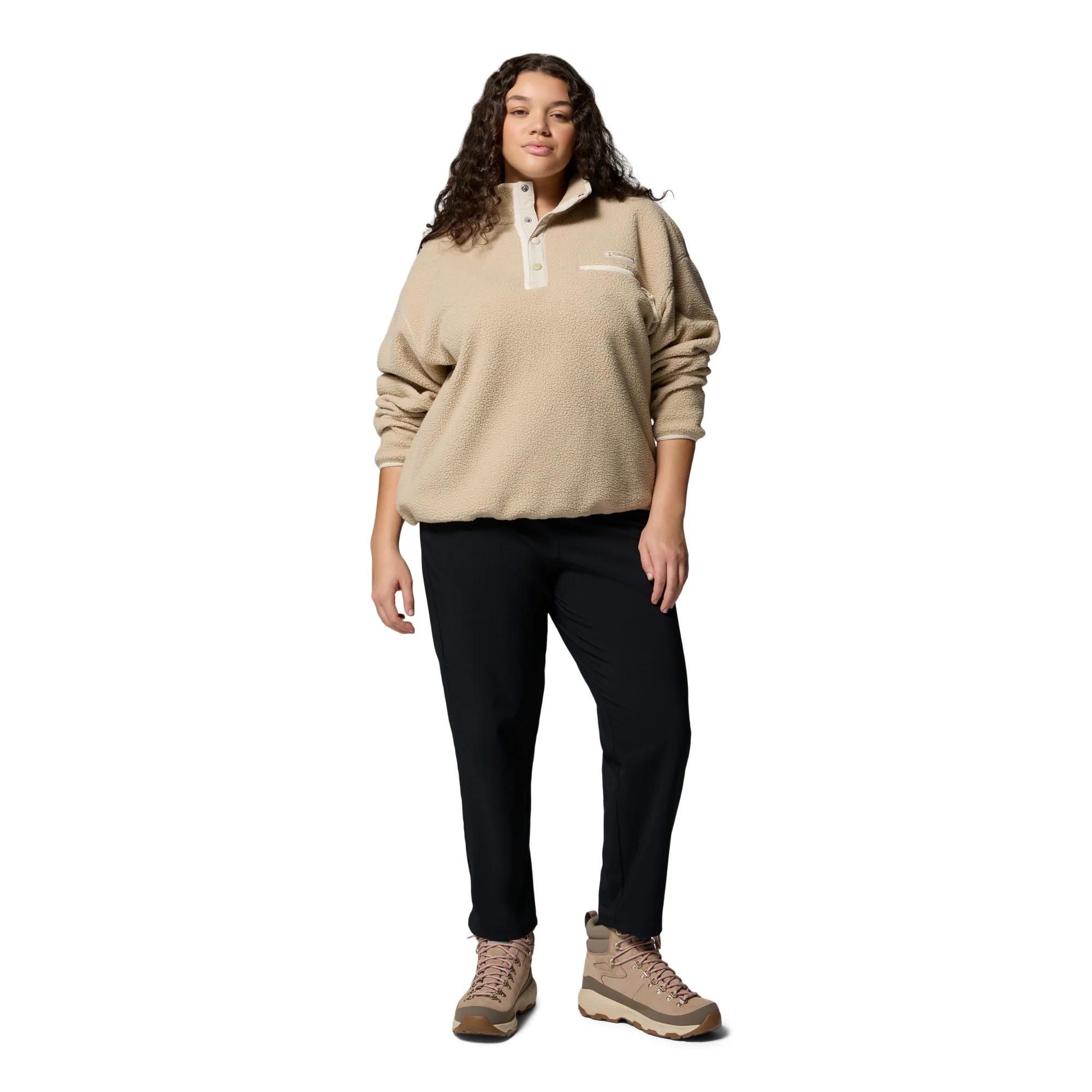 Columbia Women's Helvetia II Cropped Sherpa Half Snap Fleece (Ancient Fossil/Dark Stone/Chalk) - Image 10
