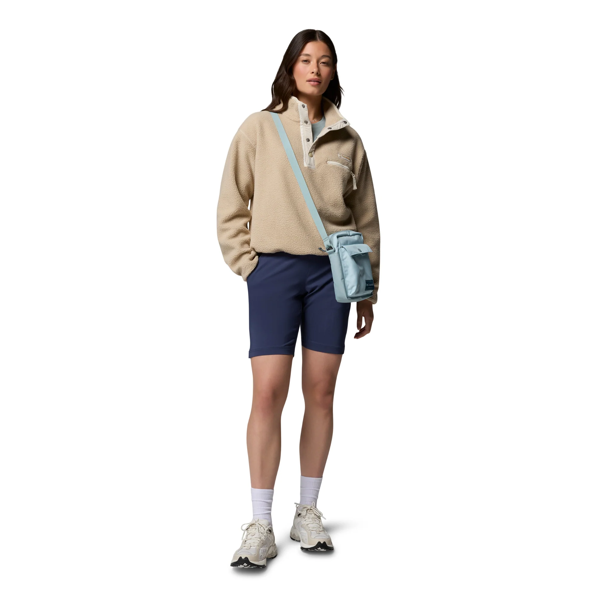 Columbia Women's Helvetia II Cropped Sherpa Half Snap Fleece (Ancient Fossil/Dark Stone/Chalk) - Image 9