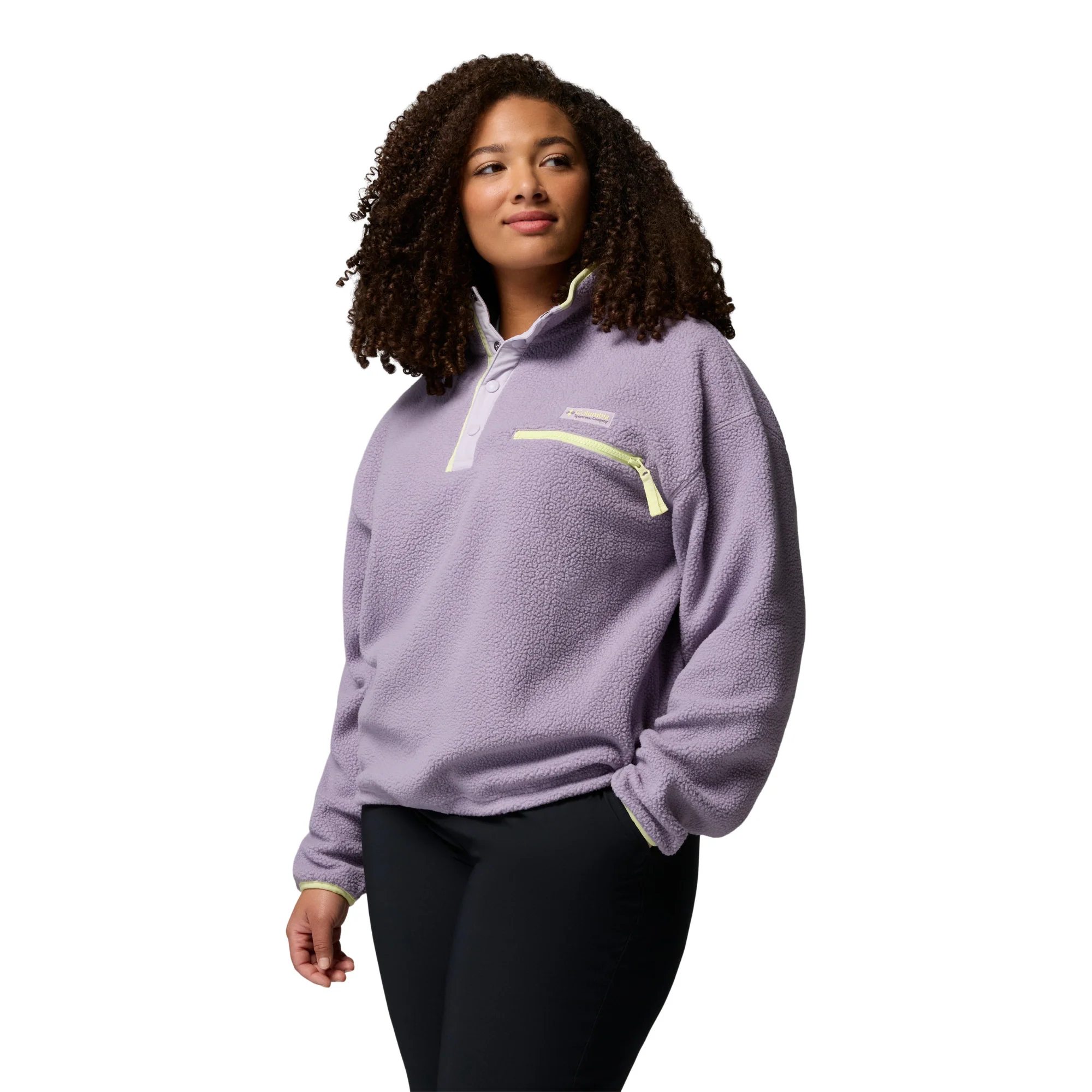 Columbia Women's Helvetia II Cropped Sherpa Half Snap Fleece (Shale Purple/Lavender Pearl/Citron Haze) - Image 4