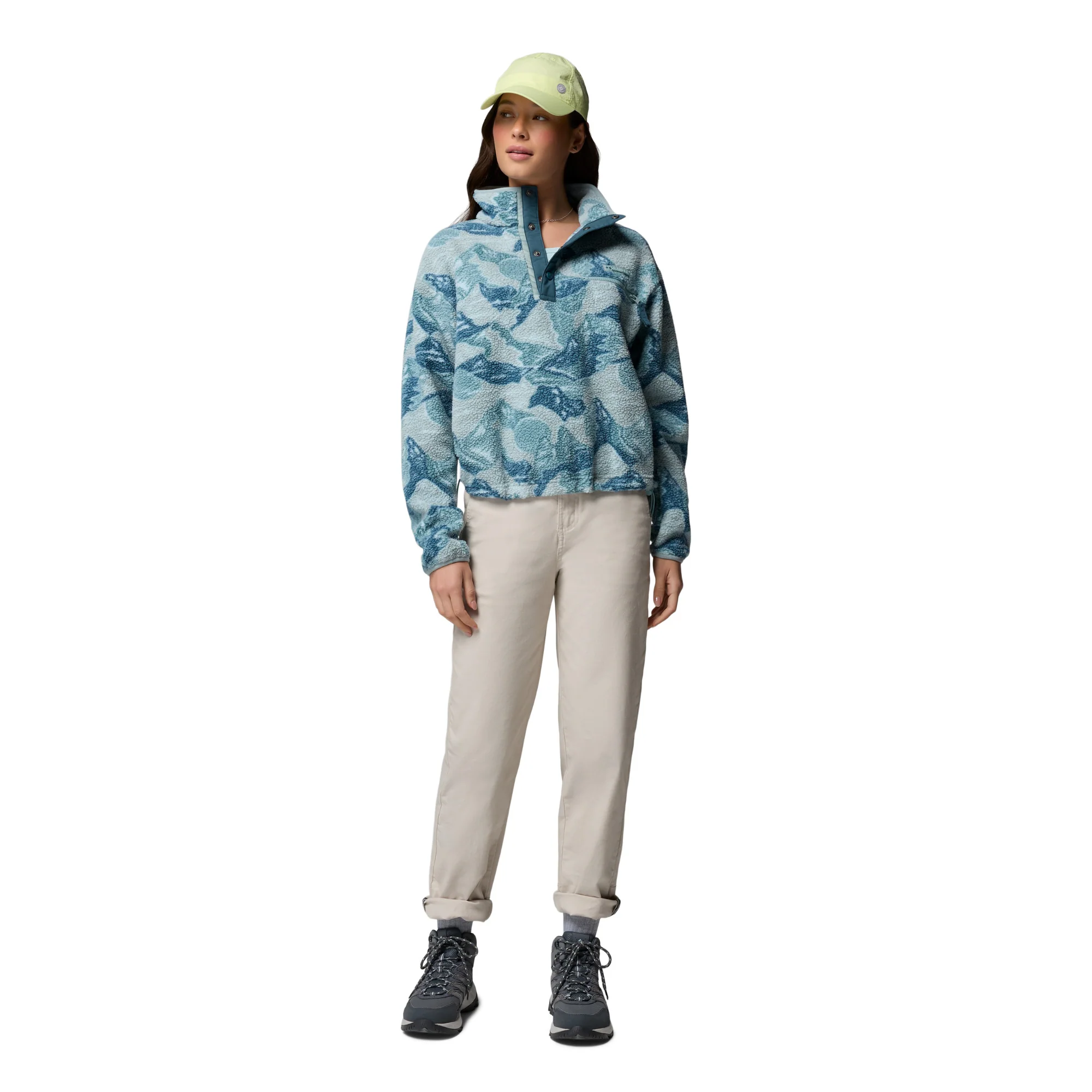 Columbia Women's Helvetia II Printed Cropped Half Snap Fleece Top (Marine Light/Sunscape) - Image 11