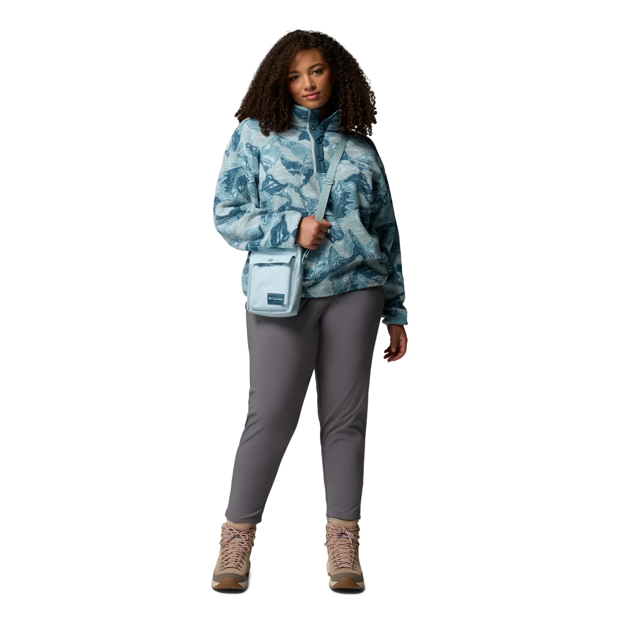 Columbia Women's Helvetia II Printed Cropped Half Snap Fleece Top (Marine Light/Sunscape) - Image 12