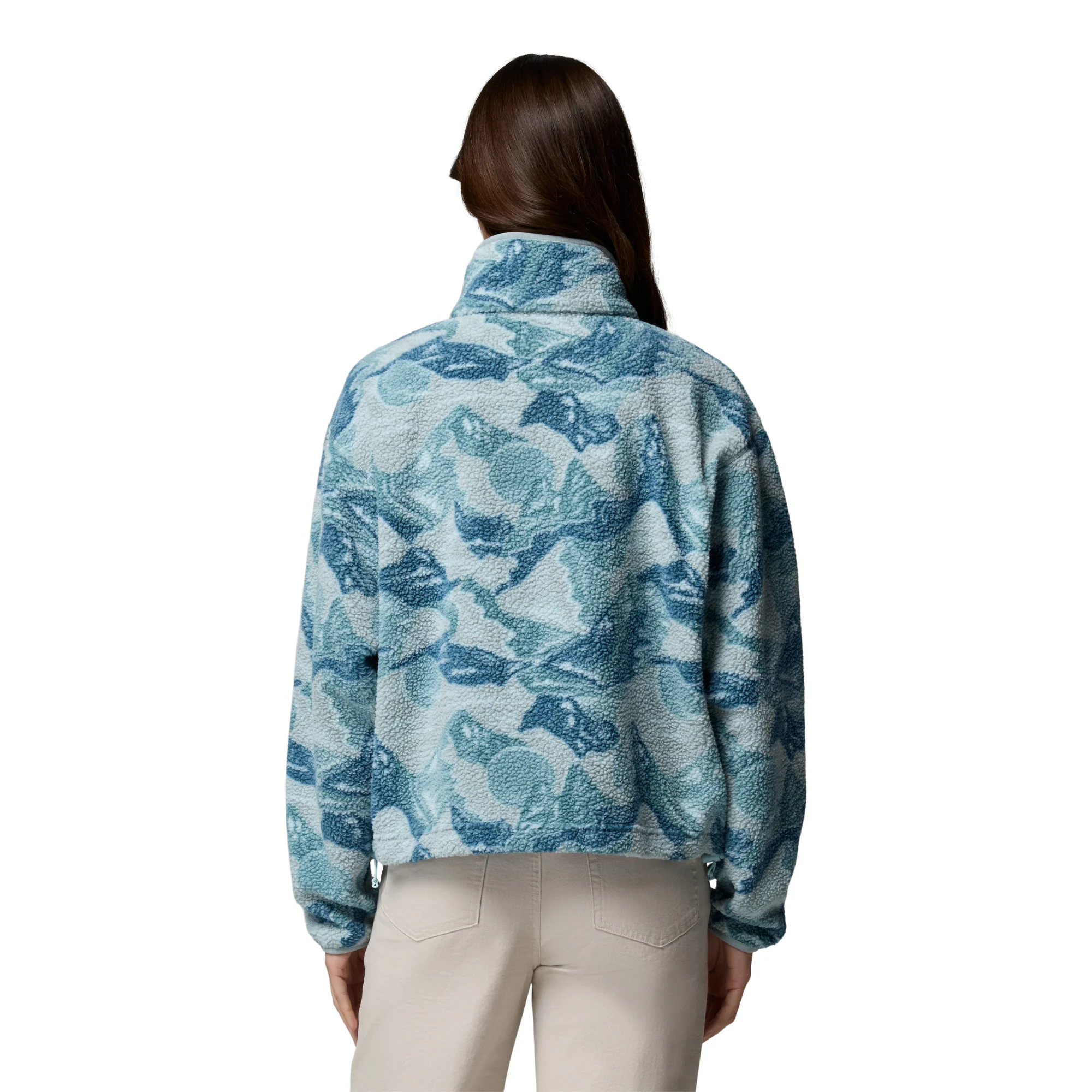 Columbia Women's Helvetia II Printed Cropped Half Snap Fleece Top (Marine Light/Sunscape) - Image 5