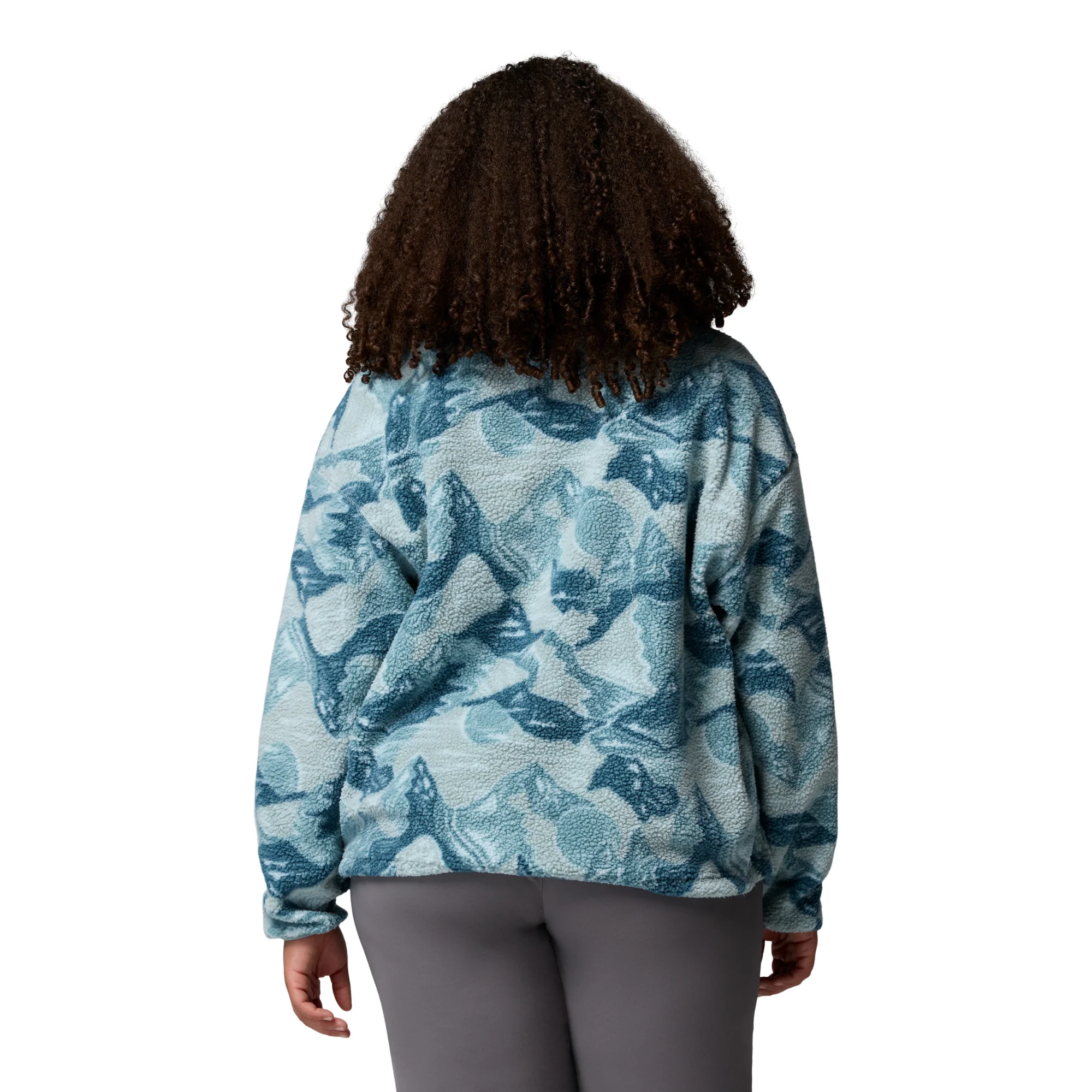 Columbia Women's Helvetia II Printed Cropped Half Snap Fleece Top (Marine Light/Sunscape) - Image 6