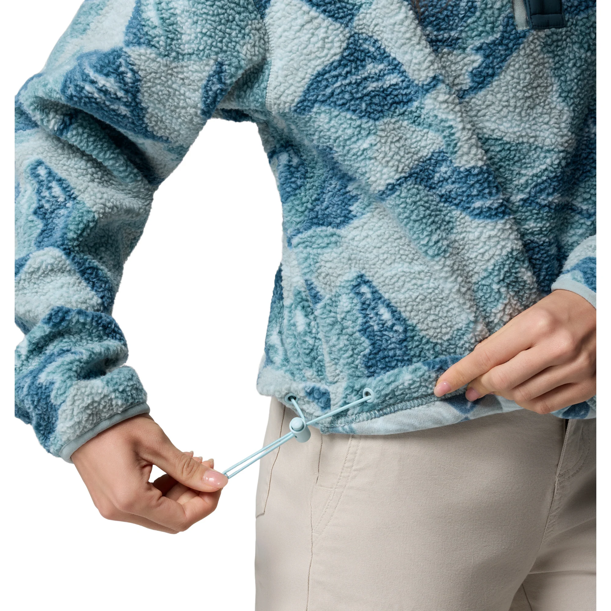 Columbia Women's Helvetia II Printed Cropped Half Snap Fleece Top (Marine Light/Sunscape) - Image 7
