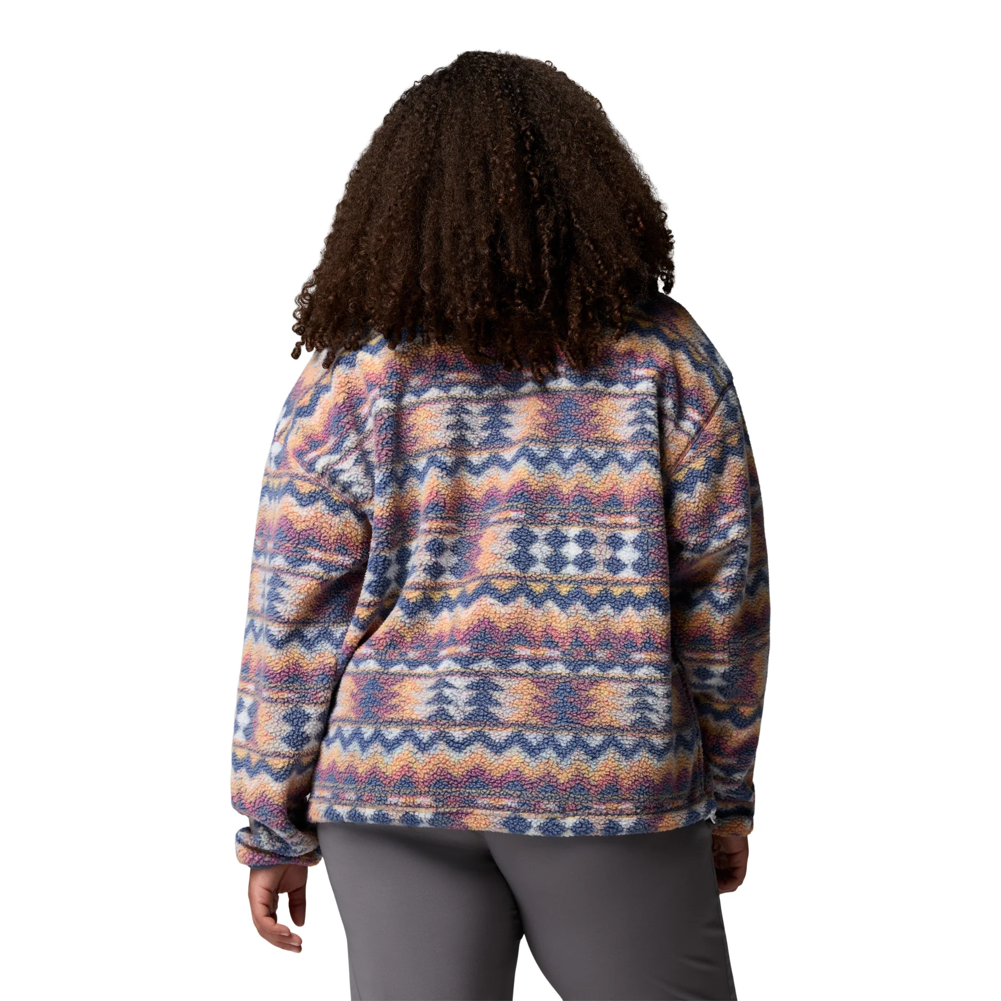 Columbia Women's Helvetia II Printed Cropped Half Snap Fleece Top (Sea Salt/Retrotree) - Image 6