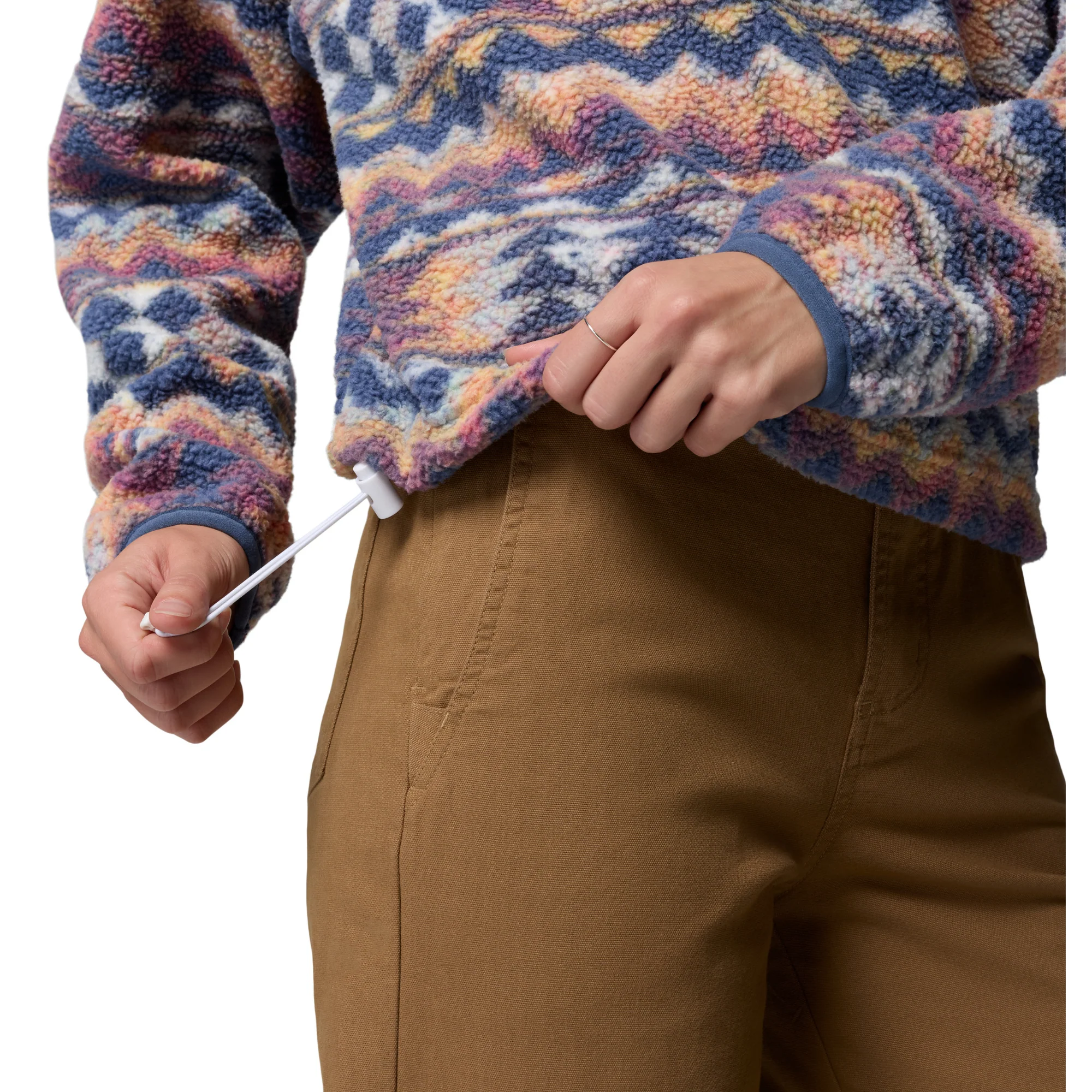 Columbia Women's Helvetia II Printed Cropped Half Snap Fleece Top (Sea Salt/Retrotree) - Image 9