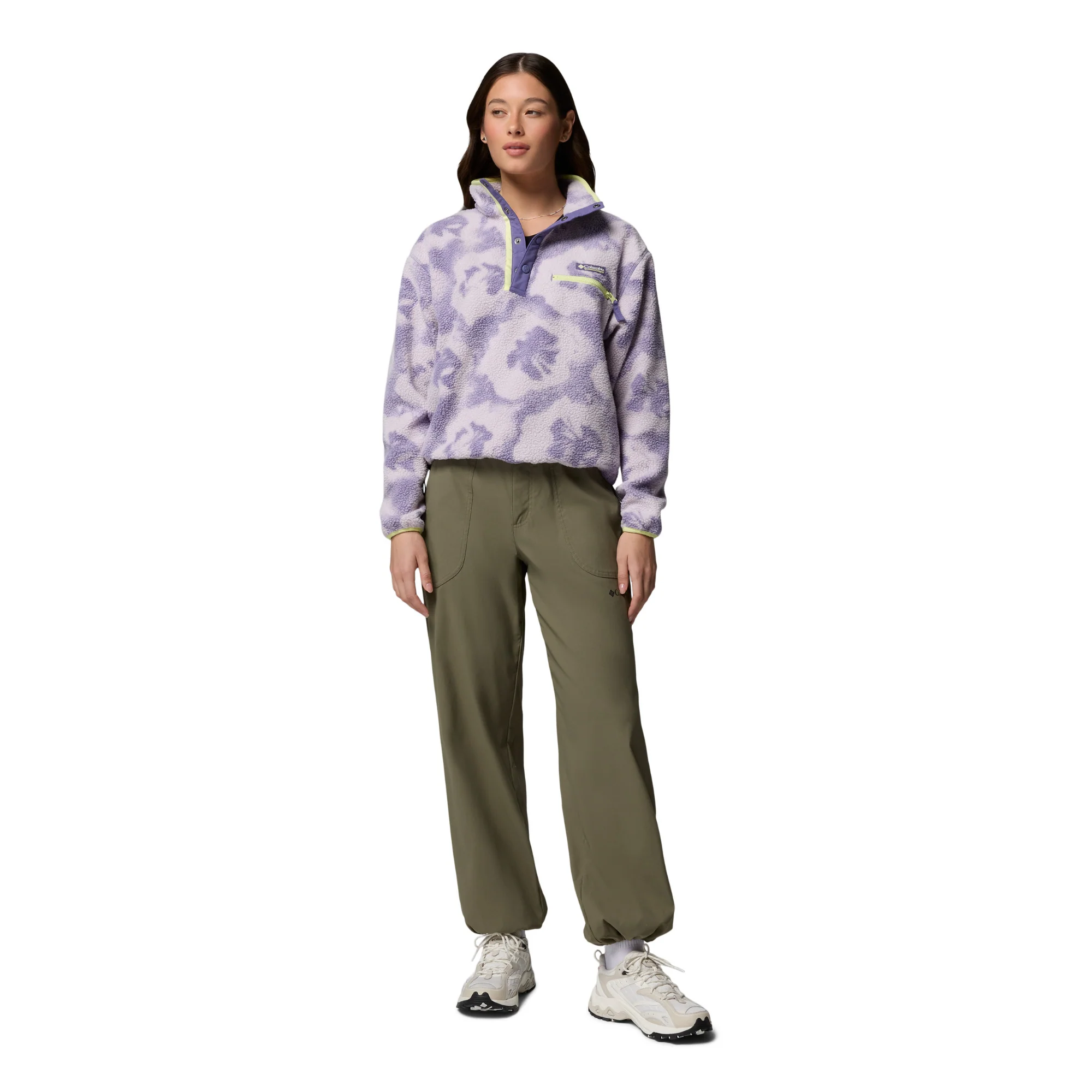 Columbia Women's Helvetia II Printed Cropped Half Snap Fleece Top (Stormwatch/Sprayflower) - Image 10
