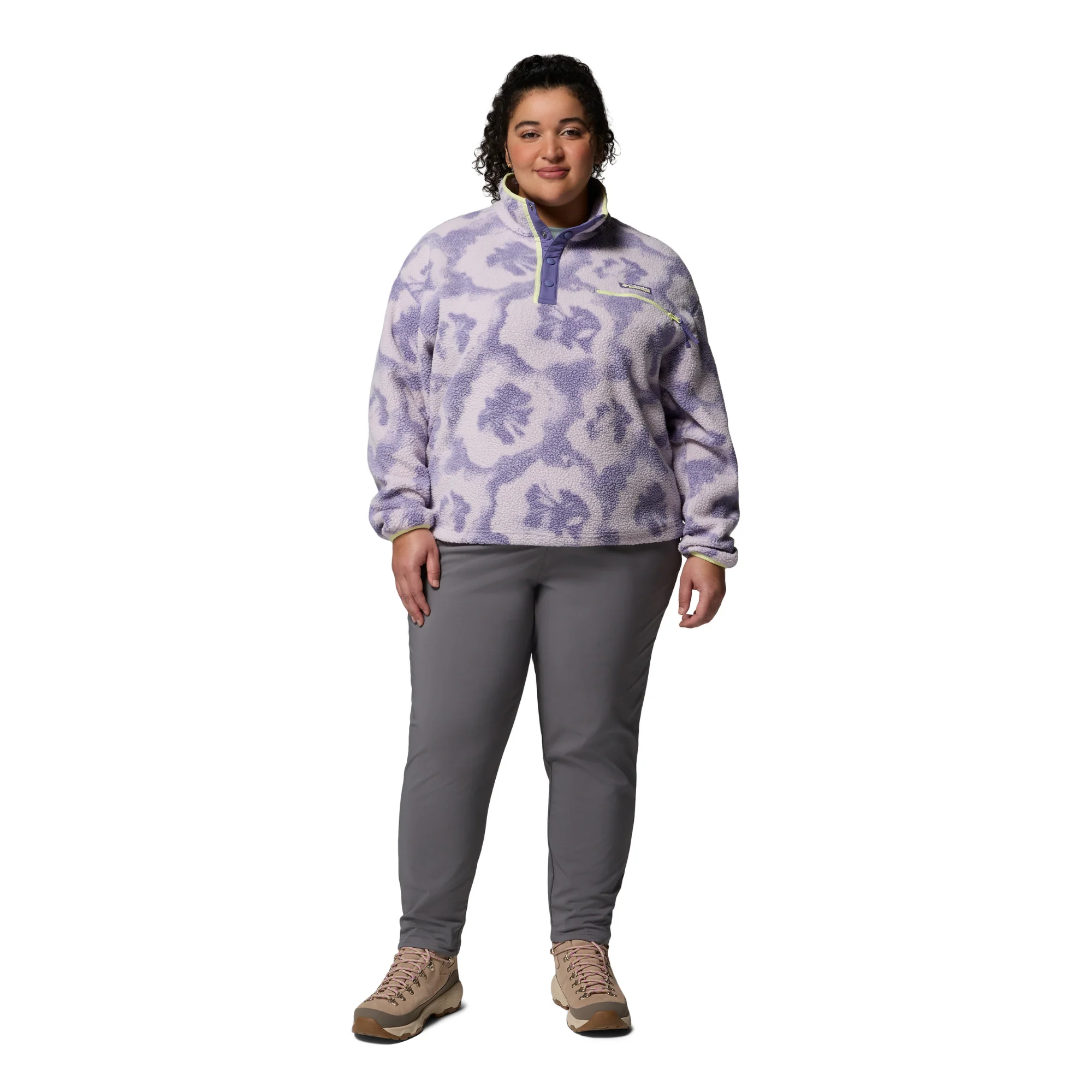 Columbia Women's Helvetia II Printed Cropped Half Snap Fleece Top (Stormwatch/Sprayflower) - Image 11