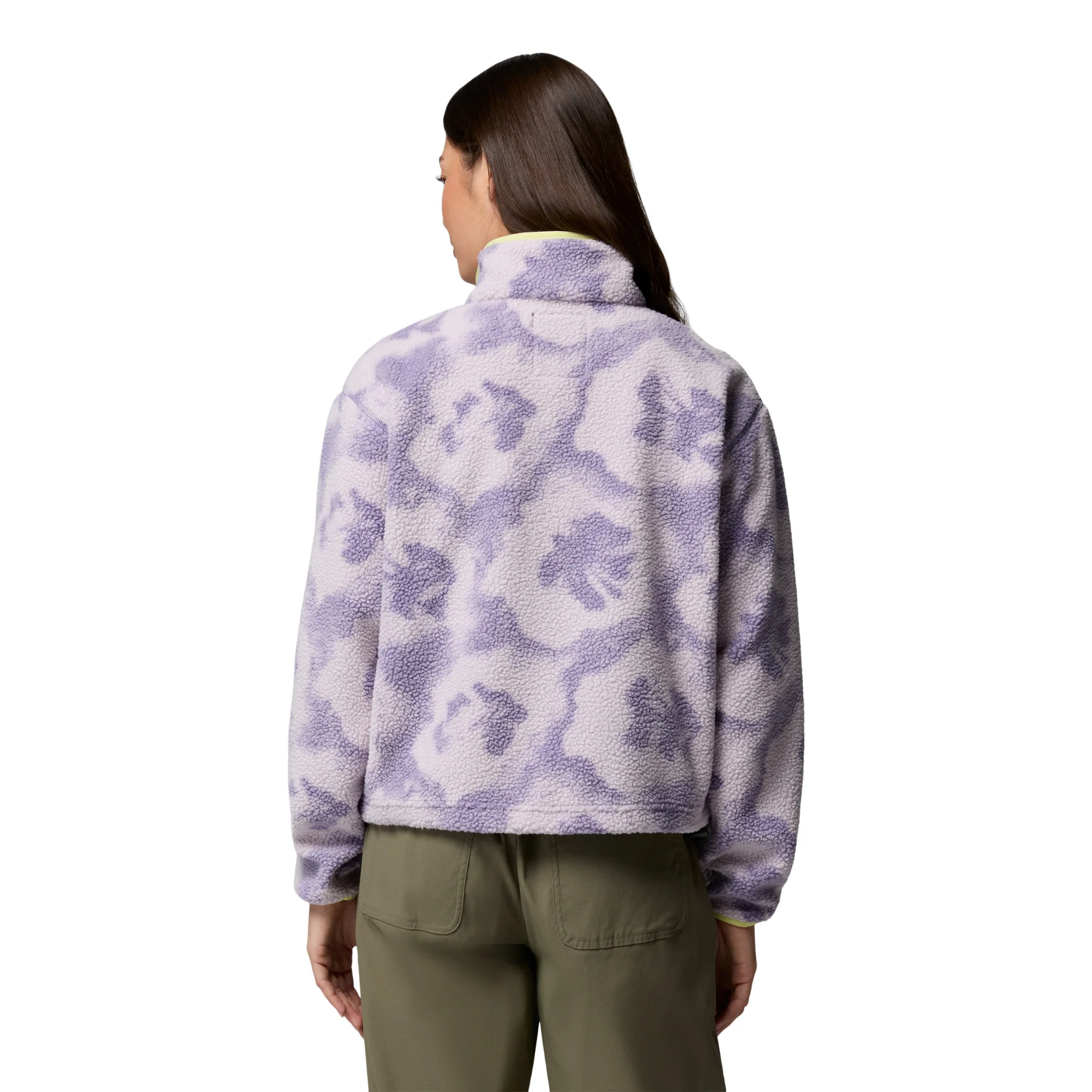 Columbia Women's Helvetia II Printed Cropped Half Snap Fleece Top (Stormwatch/Sprayflower) - Image 5