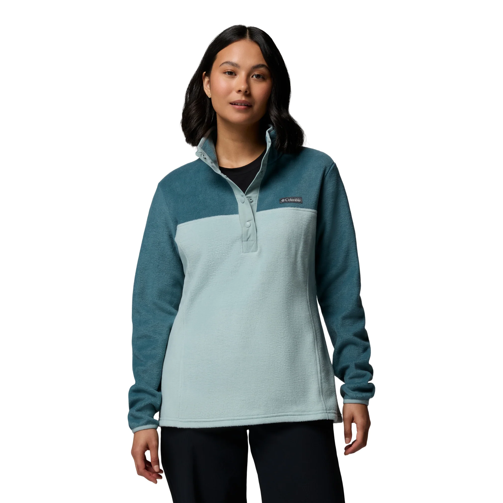 Columbia Women's Benton Springs Half Snap Fleece Top (Crushed Blue/Everblue)