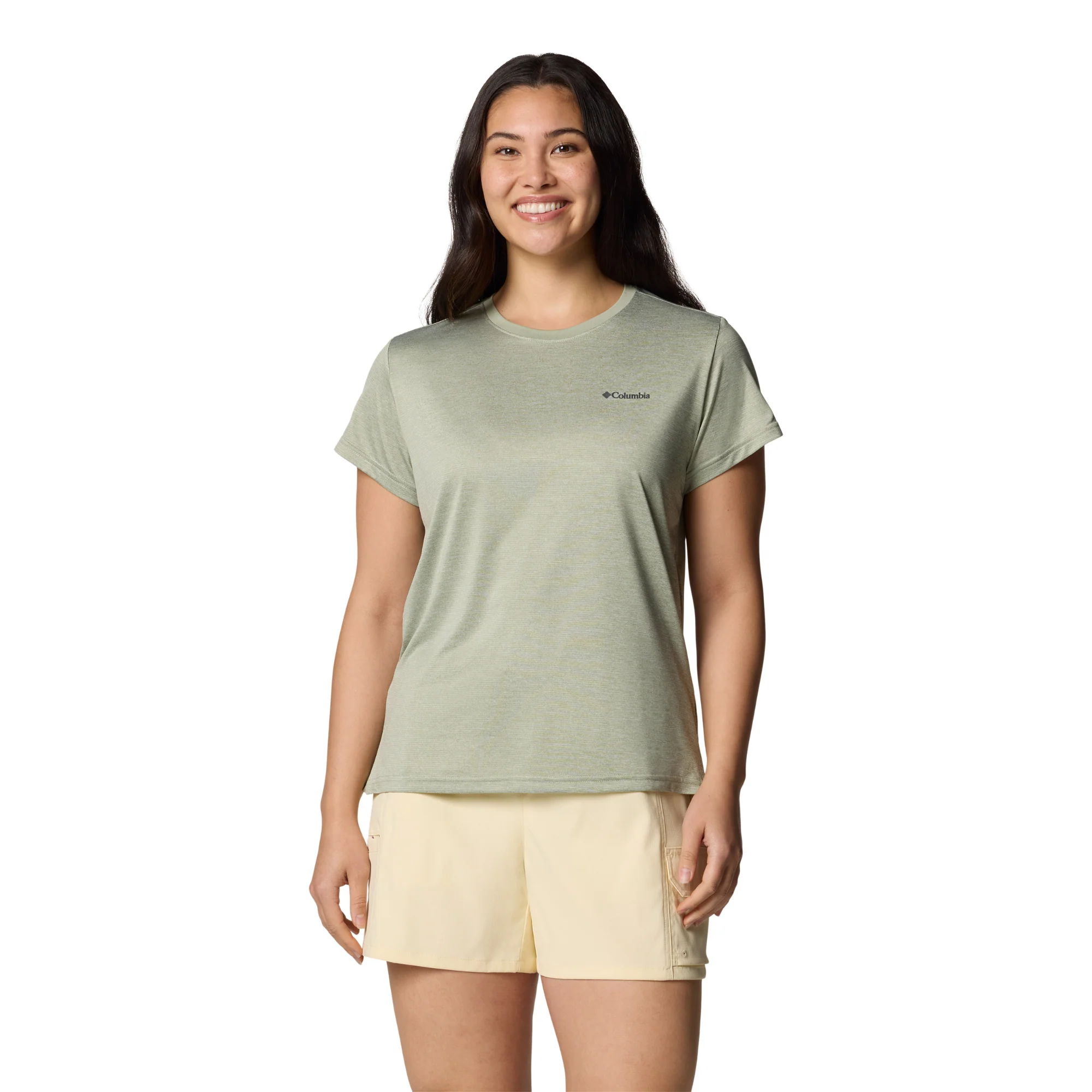 Columbia Women's BlueVista Hill Short Sleeve Technical Tee (Safari Heather)