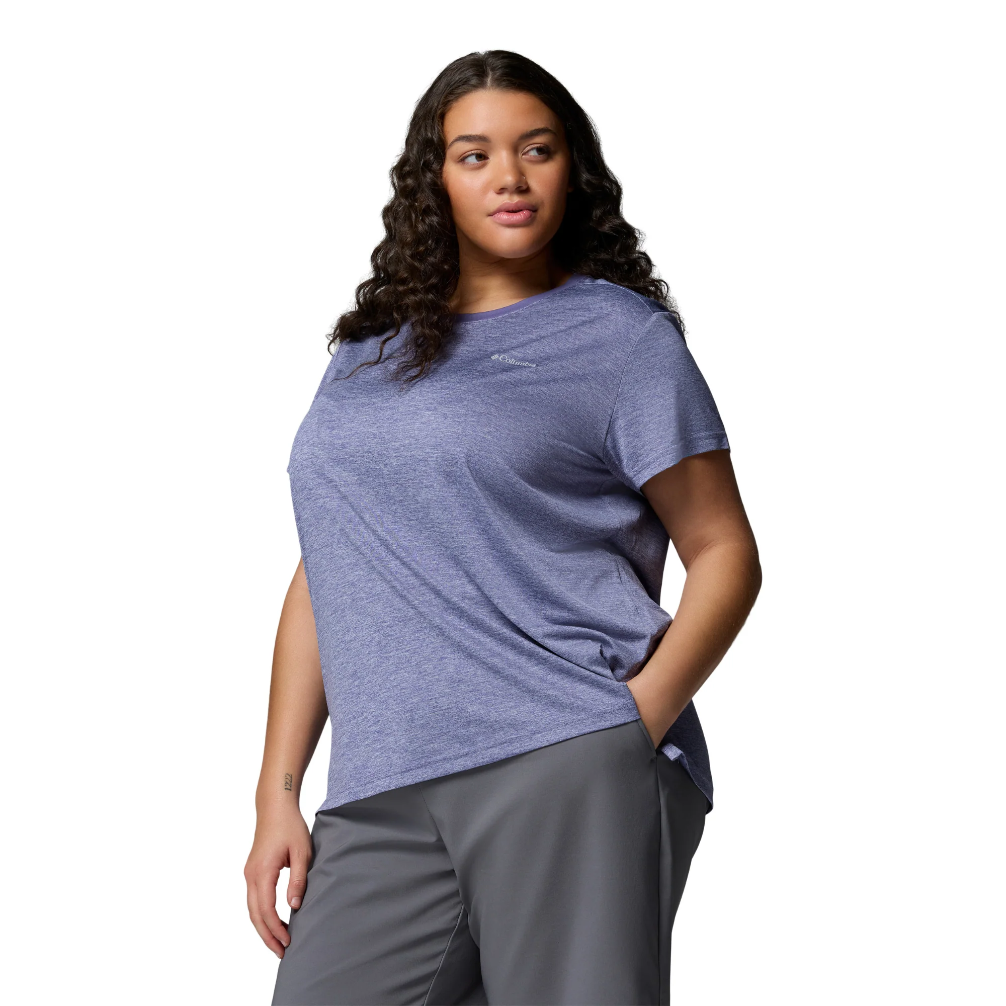 Columbia Women's BlueVista Hill Short Sleeve Technical Tee (Stormwatch Heather) - Image 4