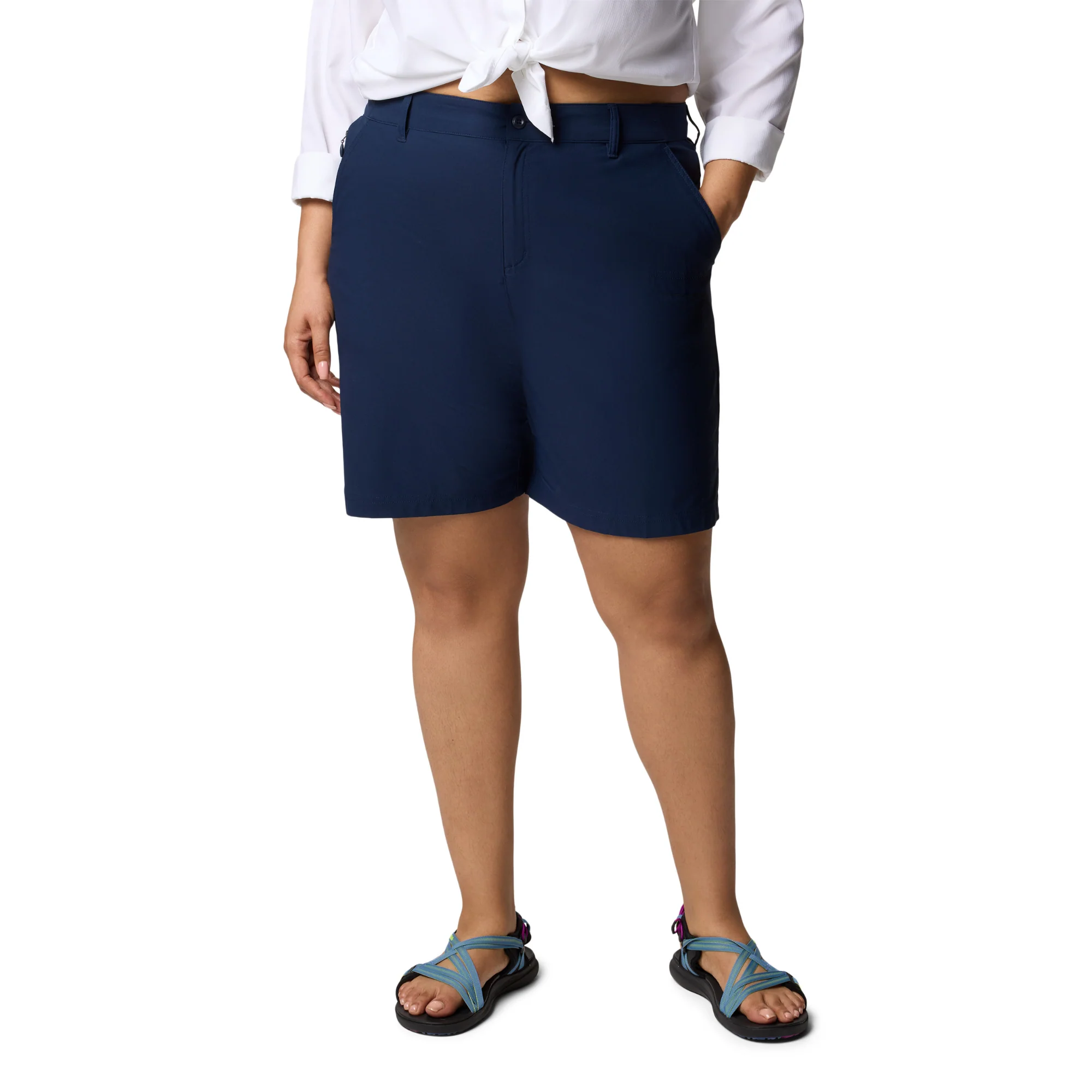 Columbia Women's Leslie Falls II Long Shorts (9in)(Collegiate Navy) - Image 2