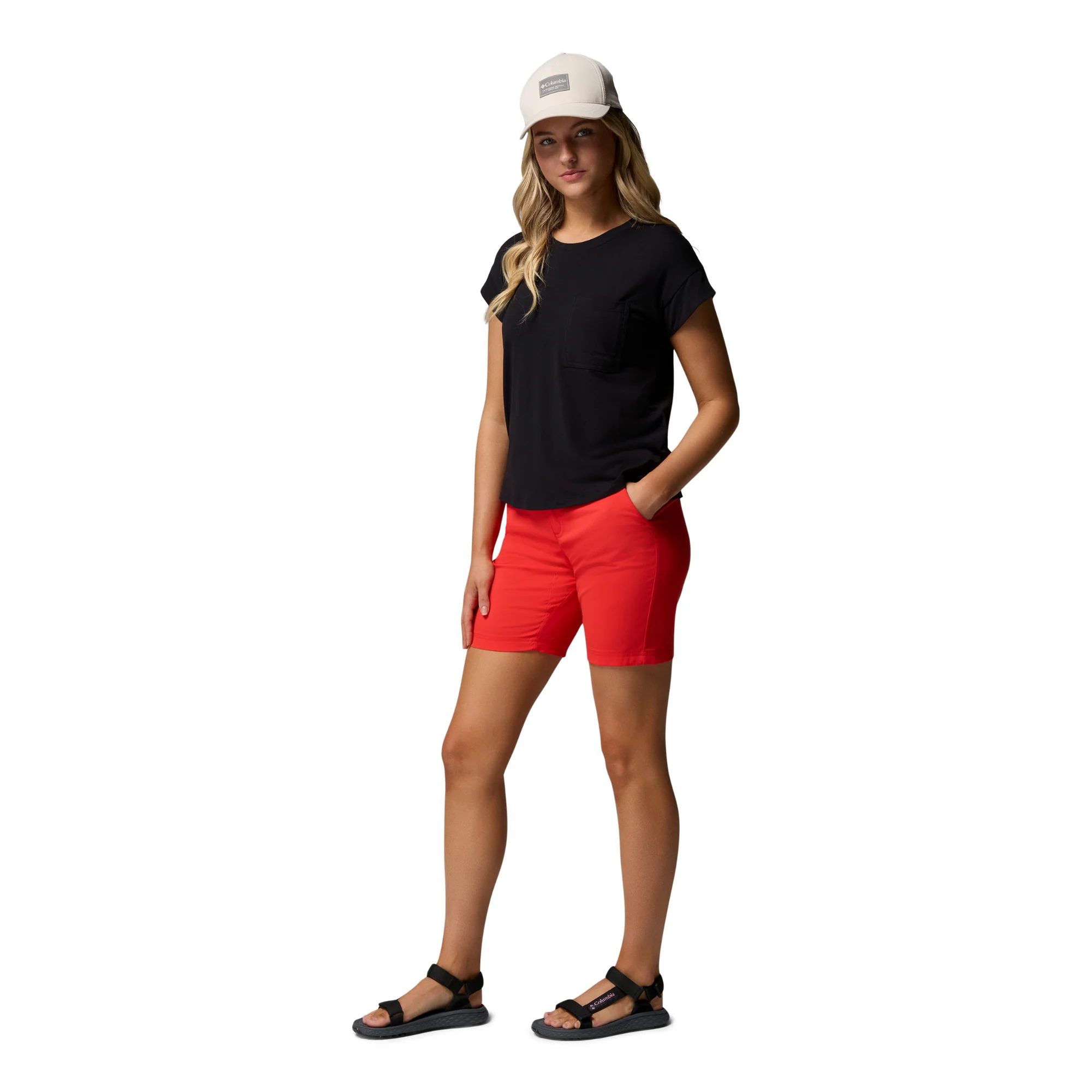 Columbia Women's Leslie Falls II Long Shorts (Poppy Red)(9in) - Image 12