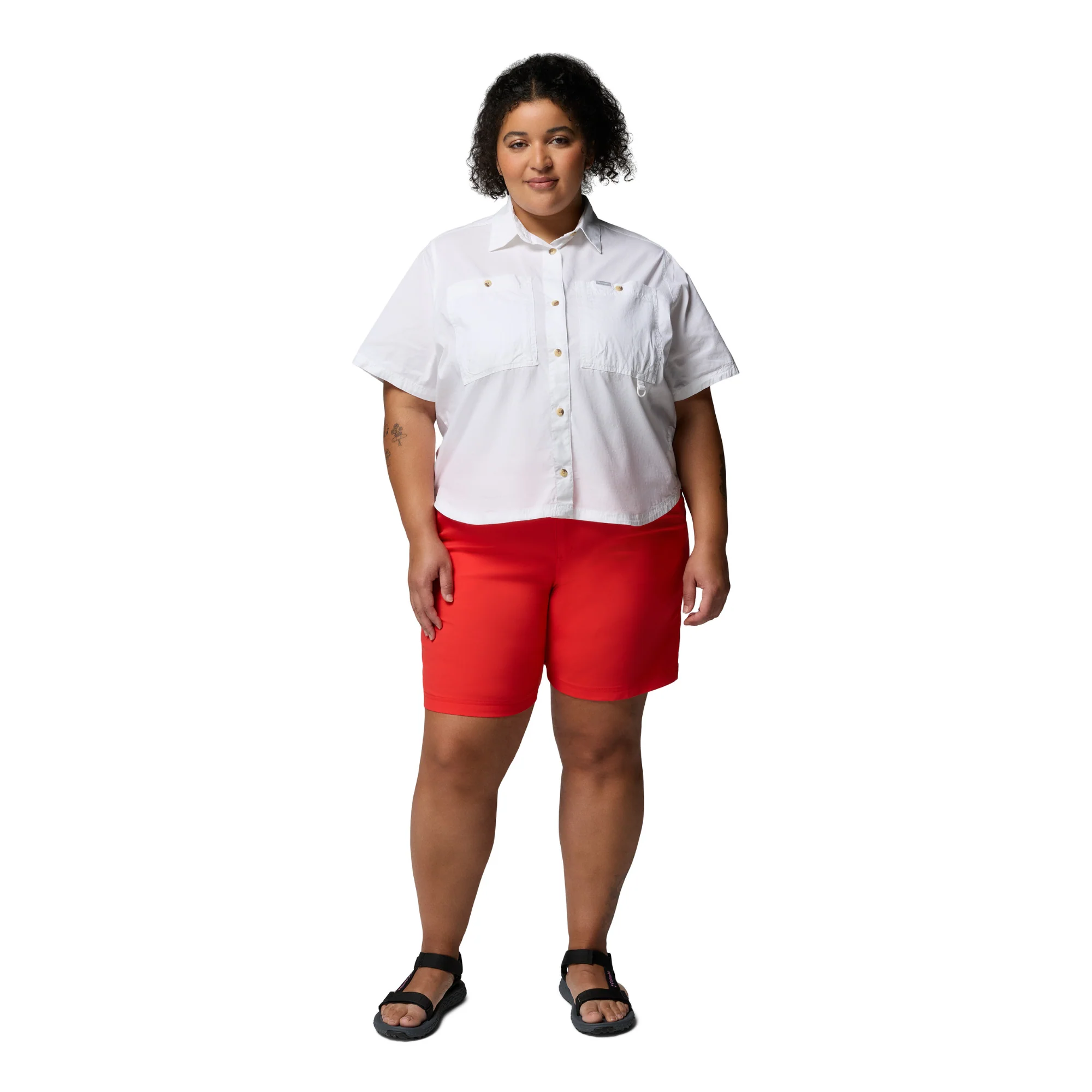 Columbia Women's Leslie Falls II Long Shorts (Poppy Red)(9in) - Image 13