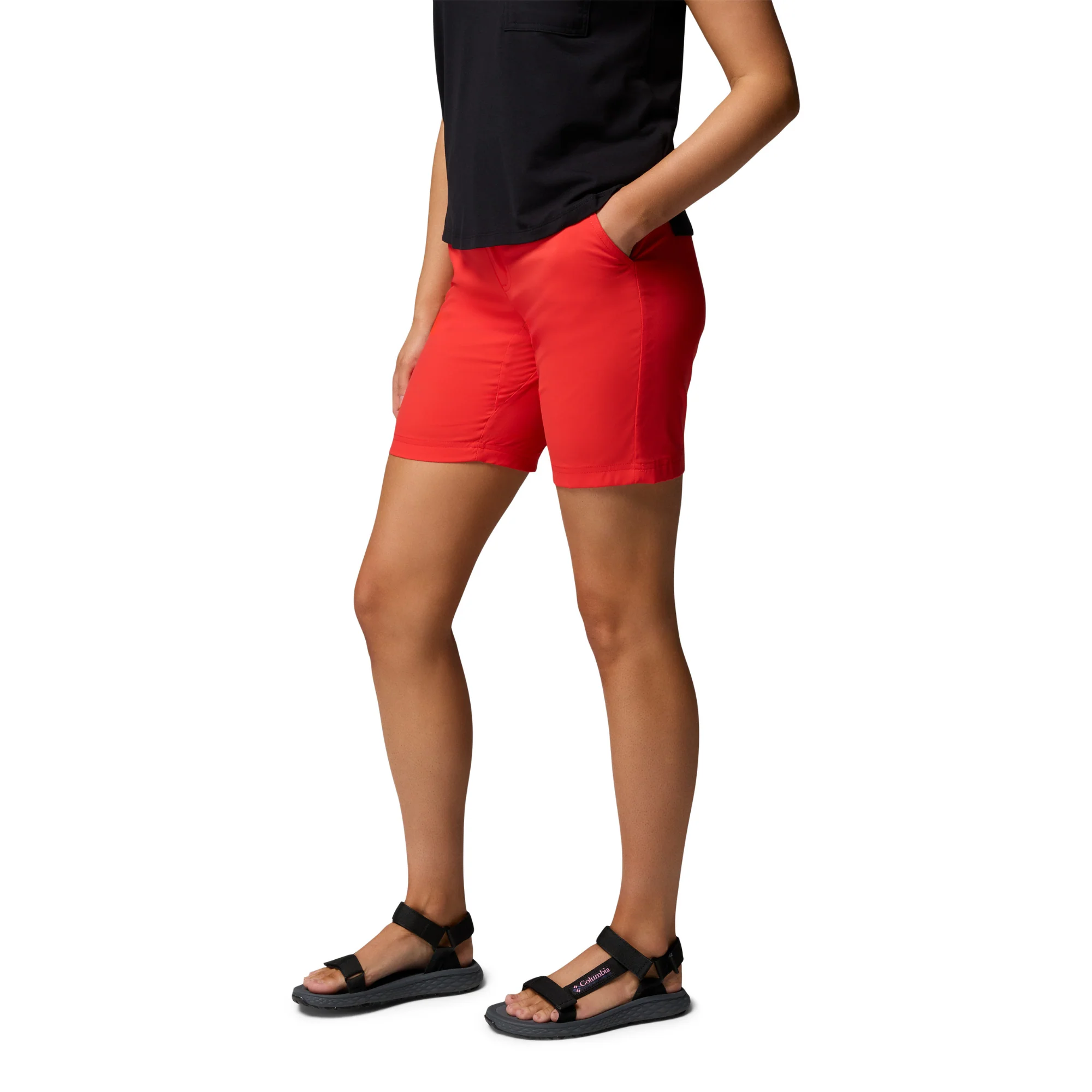 Columbia Women's Leslie Falls II Long Shorts (Poppy Red)(9in) - Image 3