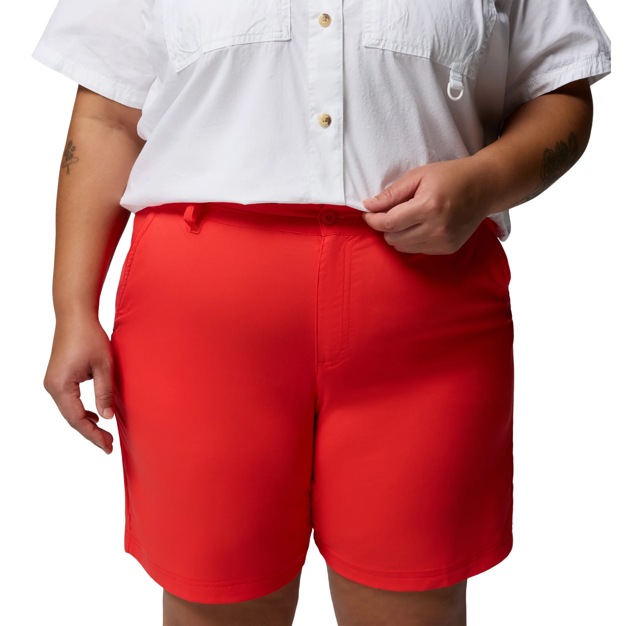 Columbia Women's Leslie Falls II Long Shorts (Poppy Red)(9in) - Image 8