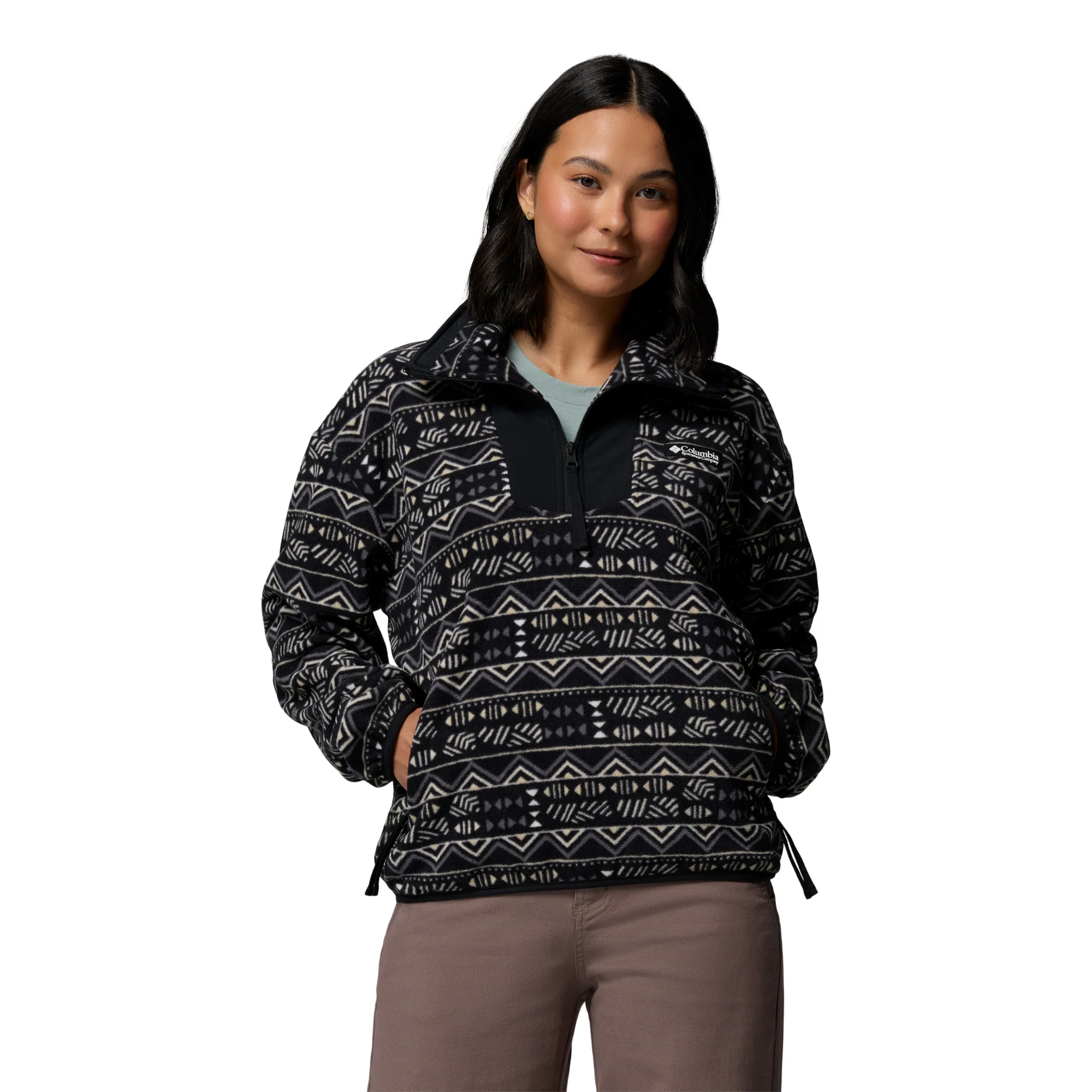 Columbia Women's Sequoia Grove Printed Half Zip Fleece Top (Black/Horizons)
