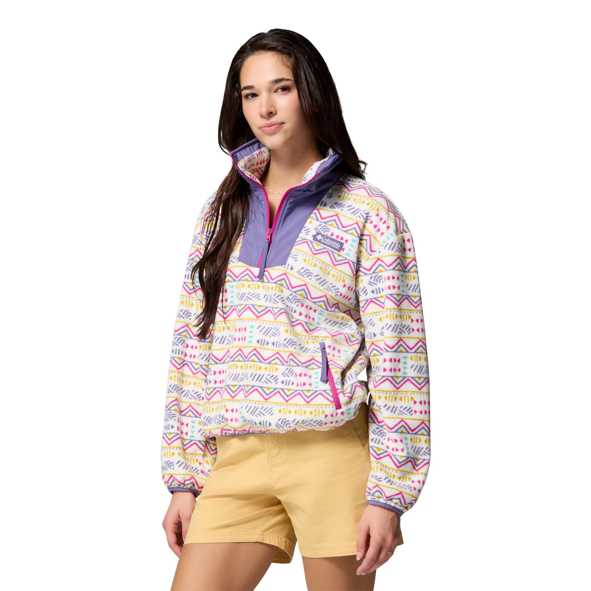 Columbia Women's Sequoia Grove Printed Half Zip Fleece Top (Sea Salt/Horizons)