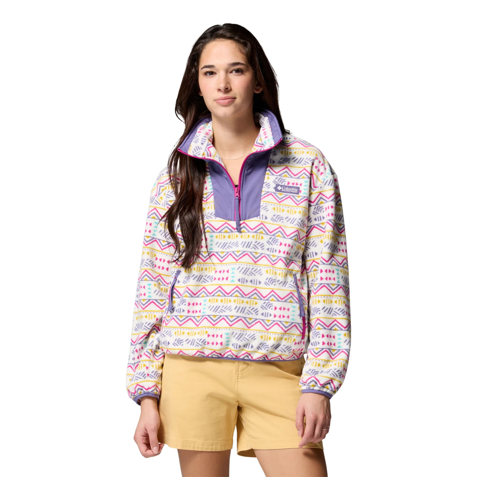 Columbia Women's Sequoia Grove Printed Half Zip Fleece Top (Sea Salt/Horizons) - Image 2