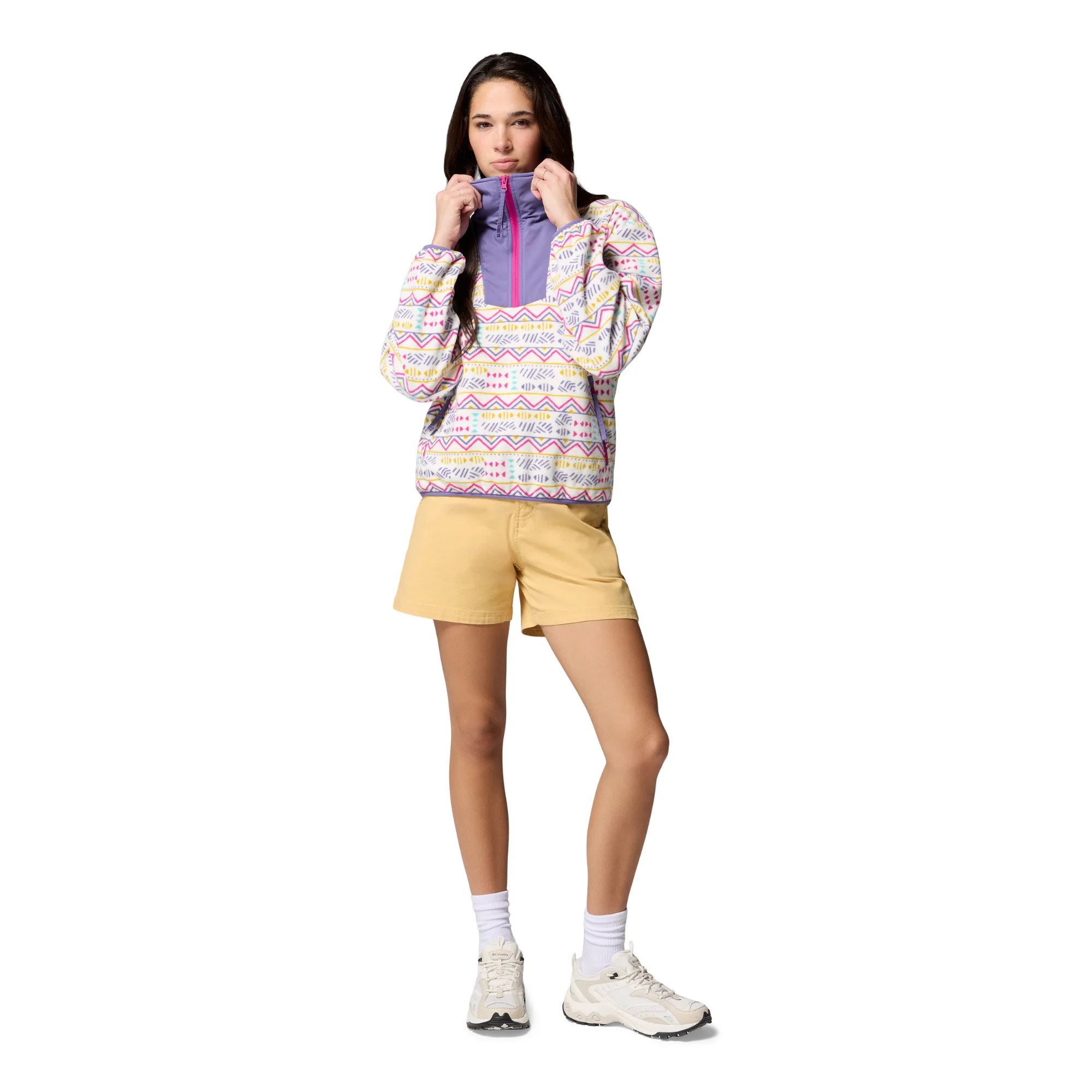 Columbia Women's Sequoia Grove Printed Half Zip Fleece Top (Sea Salt/Horizons) - Image 6