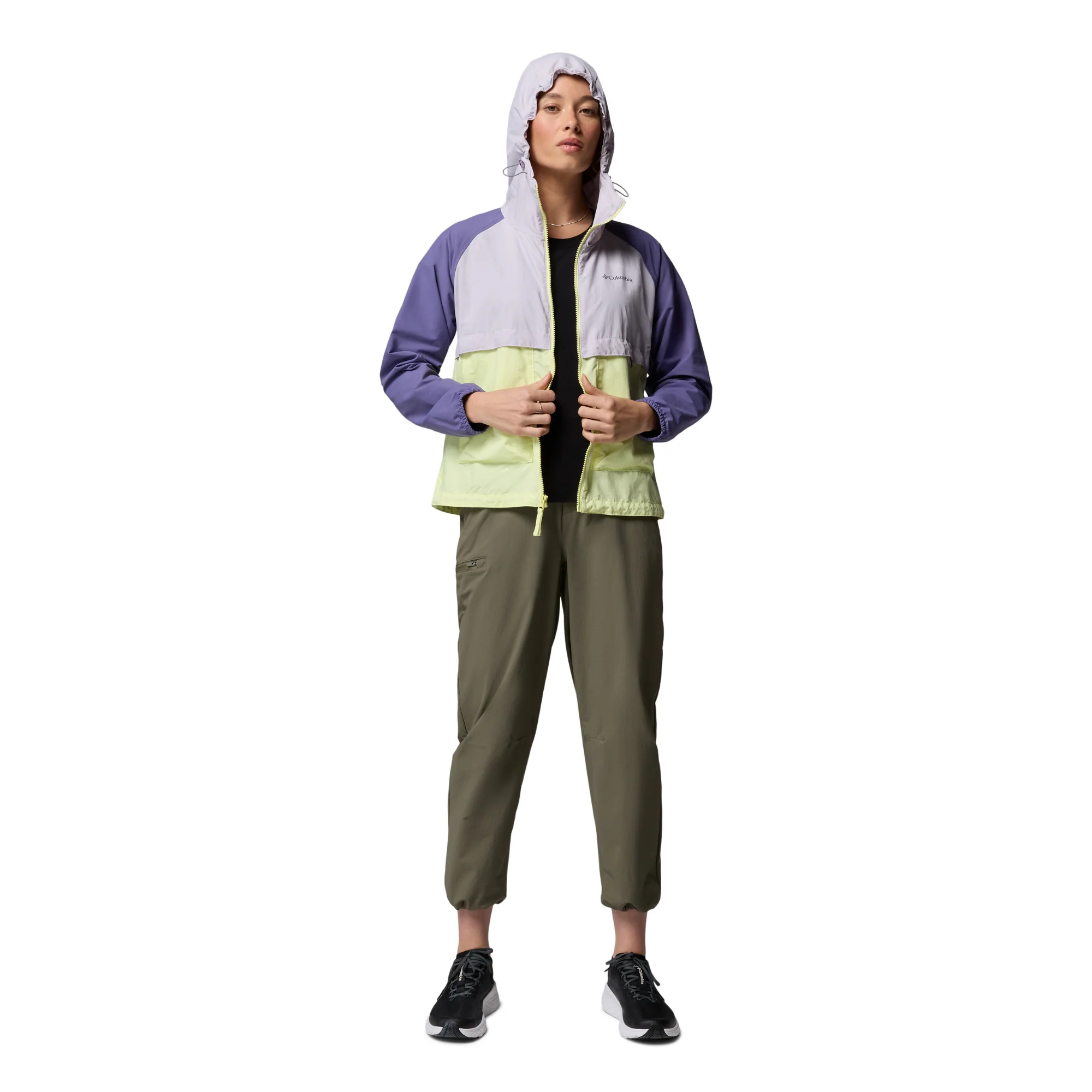 Columbia Women's Spire Valley Hooded UPF50 Windbreaker (Citron Haze/Lavender Pearl/Stormwatch) - Image 13