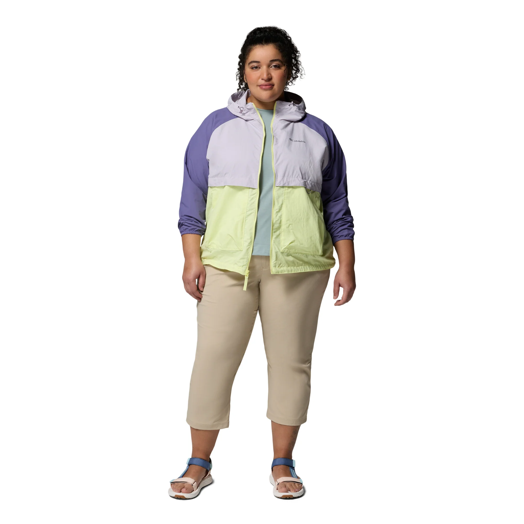 Columbia Women's Spire Valley Hooded UPF50 Windbreaker (Citron Haze/Lavender Pearl/Stormwatch) - Image 14