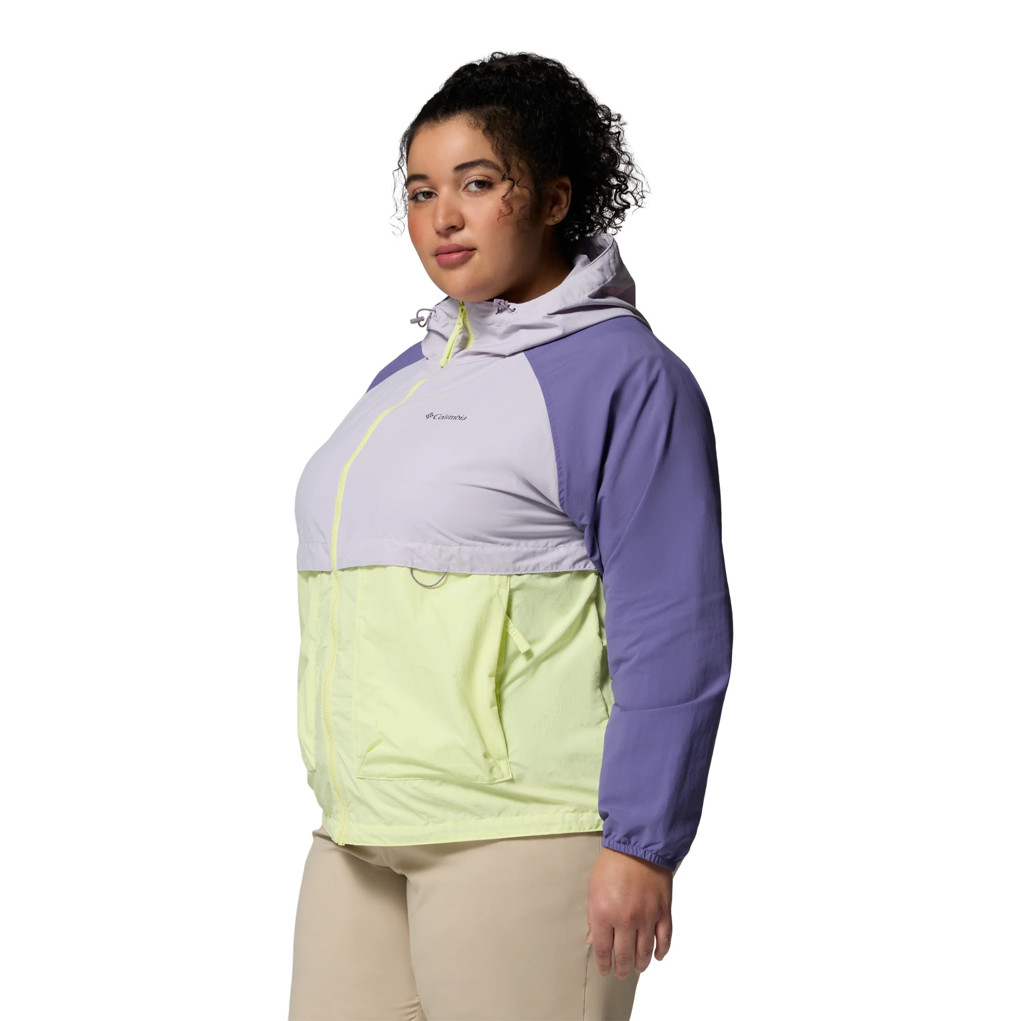 Columbia Women's Spire Valley Hooded UPF50 Windbreaker (Citron Haze/Lavender Pearl/Stormwatch) - Image 4