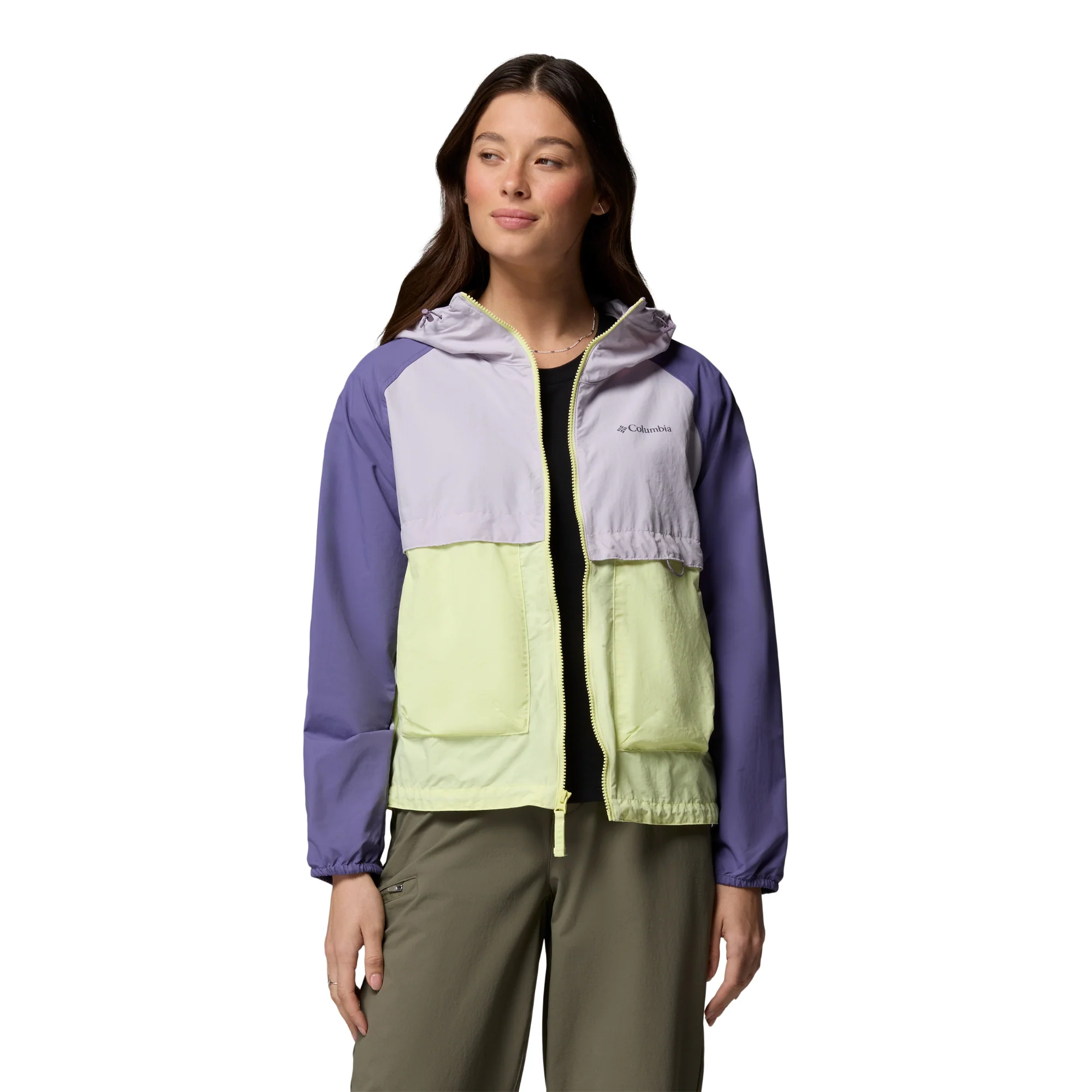 Columbia Women's Spire Valley Hooded UPF50 Windbreaker (Citron Haze/Lavender Pearl/Stormwatch) - Image 7