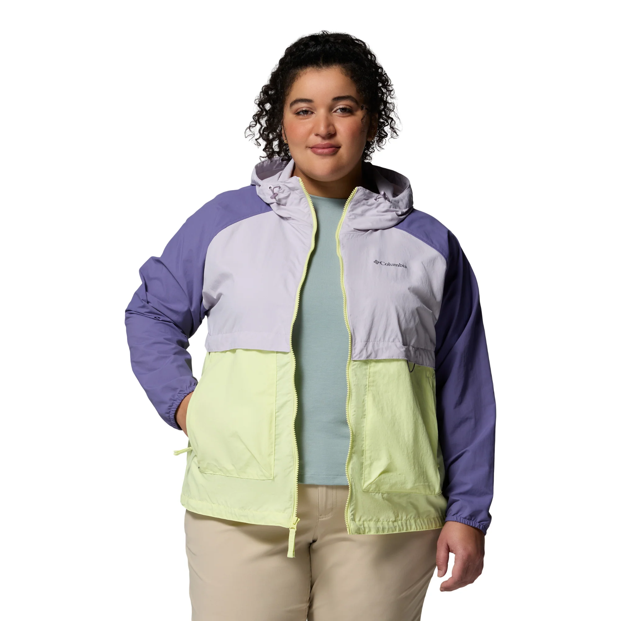 Columbia Women's Spire Valley Hooded UPF50 Windbreaker (Citron Haze/Lavender Pearl/Stormwatch) - Image 8