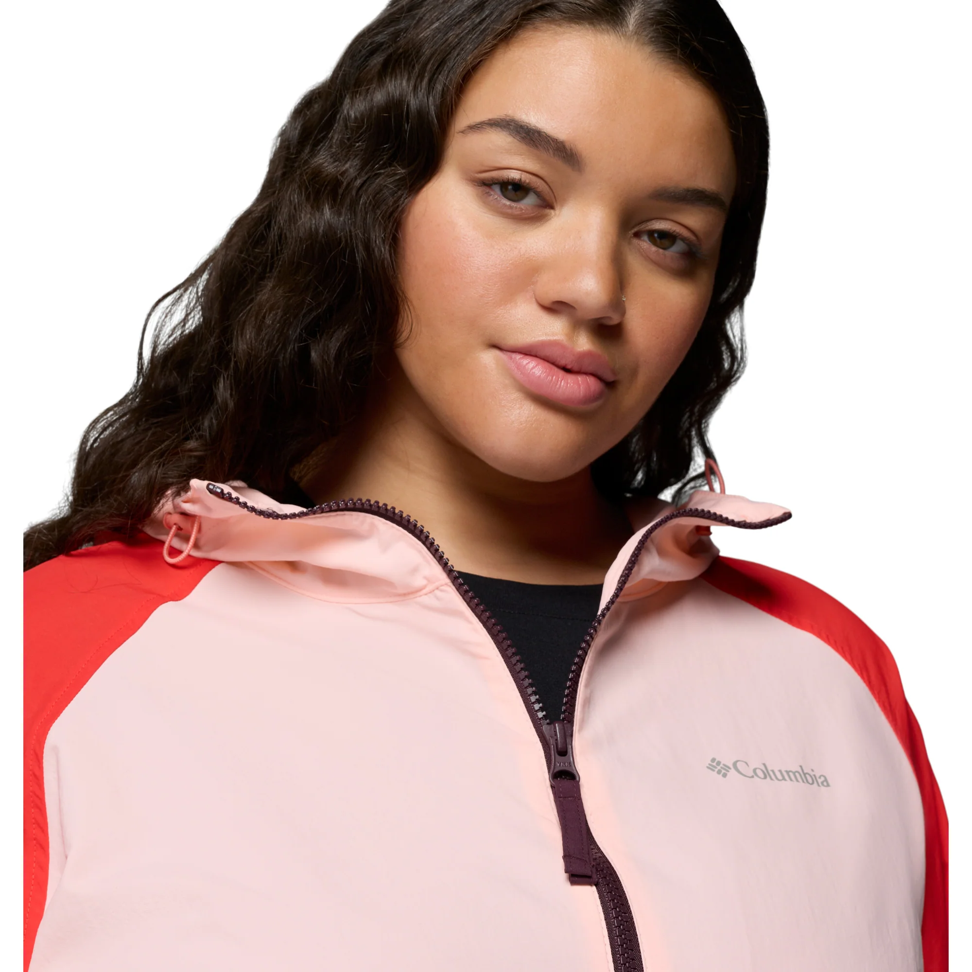 Columbia Women's Spire Valley Hooded UPF50 Windbreaker (Moonvista/Pink Sand/Poppy Red) - Image 12