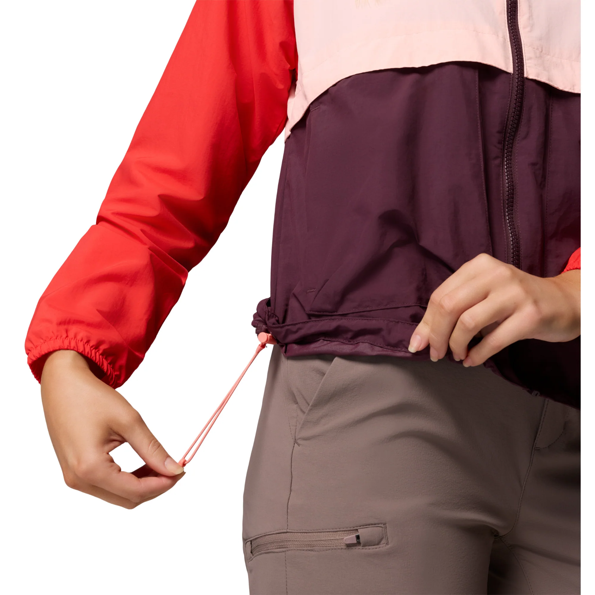 Columbia Women's Spire Valley Hooded UPF50 Windbreaker (Moonvista/Pink Sand/Poppy Red) - Image 9