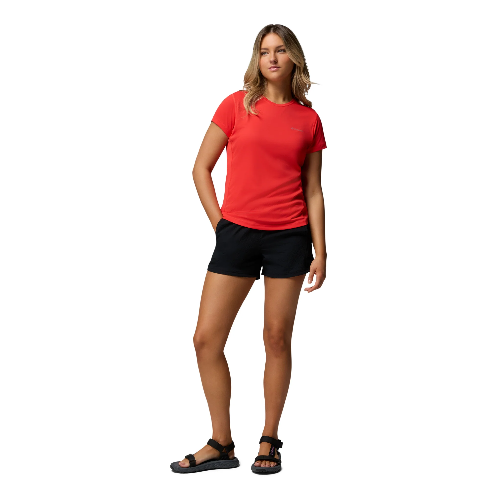 Columbia Women's Zero Rules Light Short Sleeve Crew Neck Technical Tee (Poppy Red) - Image 6