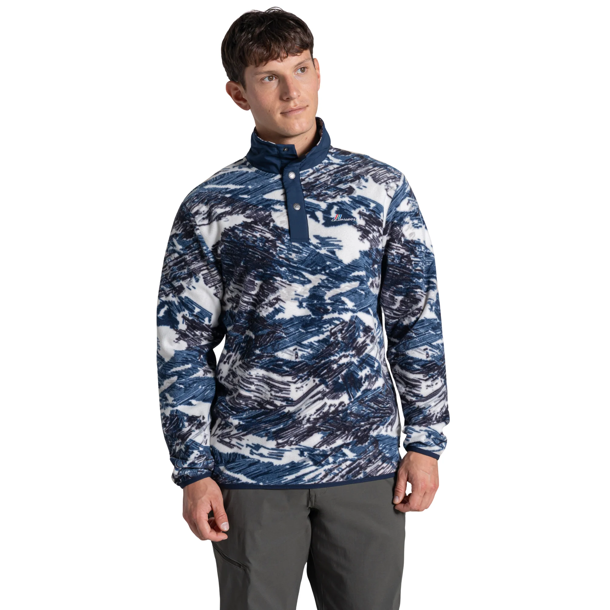 Craghoppers Men's Dewlish II Overhead Half Snap Fleece Top (Ecru Print)