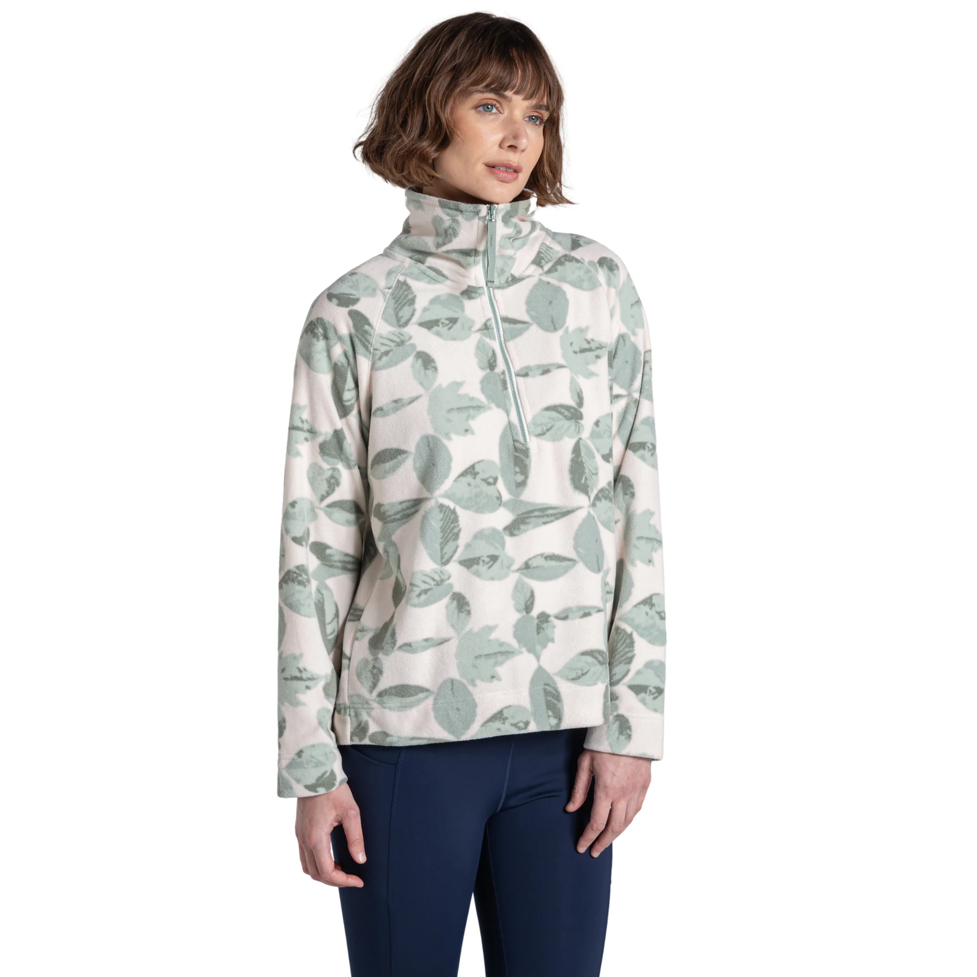 Craghoppers Women's Annjela Half Zip Fleece Top (Ice Matcha Print)